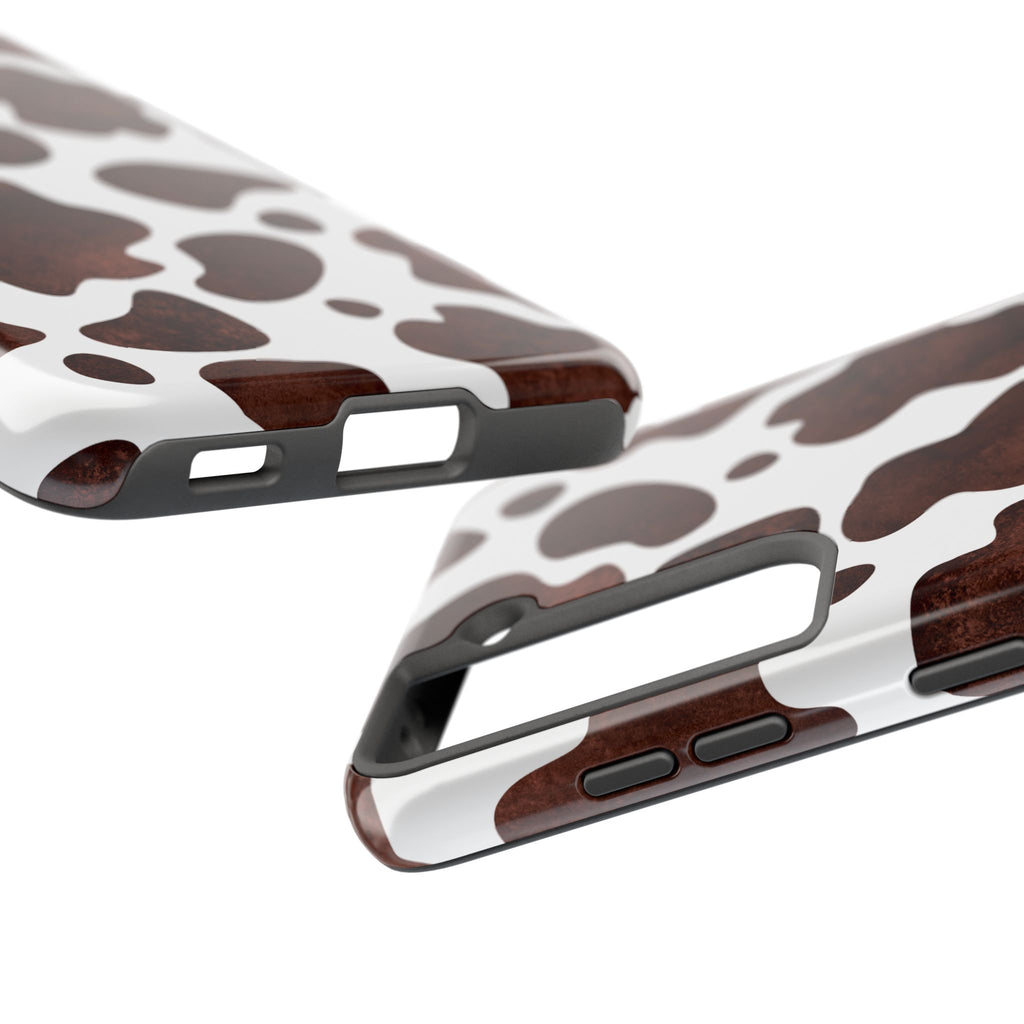 Brown Cow Print Tough Phone Case — Durable Animal Print Phone Cover