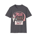 Milk Bar T‑Shirt – Cute Retro Cow "Open 24/7" Graphic Tee