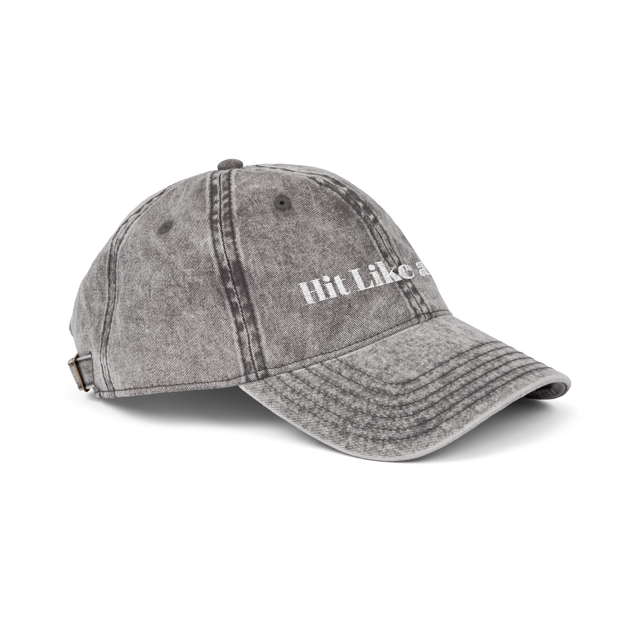 Vintage Embroidered Cap — 'Hit Like a Girl' Distressed Baseball Hat