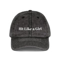 Vintage Embroidered Cap — 'Hit Like a Girl' Distressed Baseball Hat