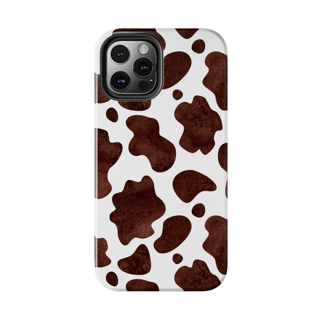 Brown Cow Print Tough Phone Case — Durable Animal Print Phone Cover
