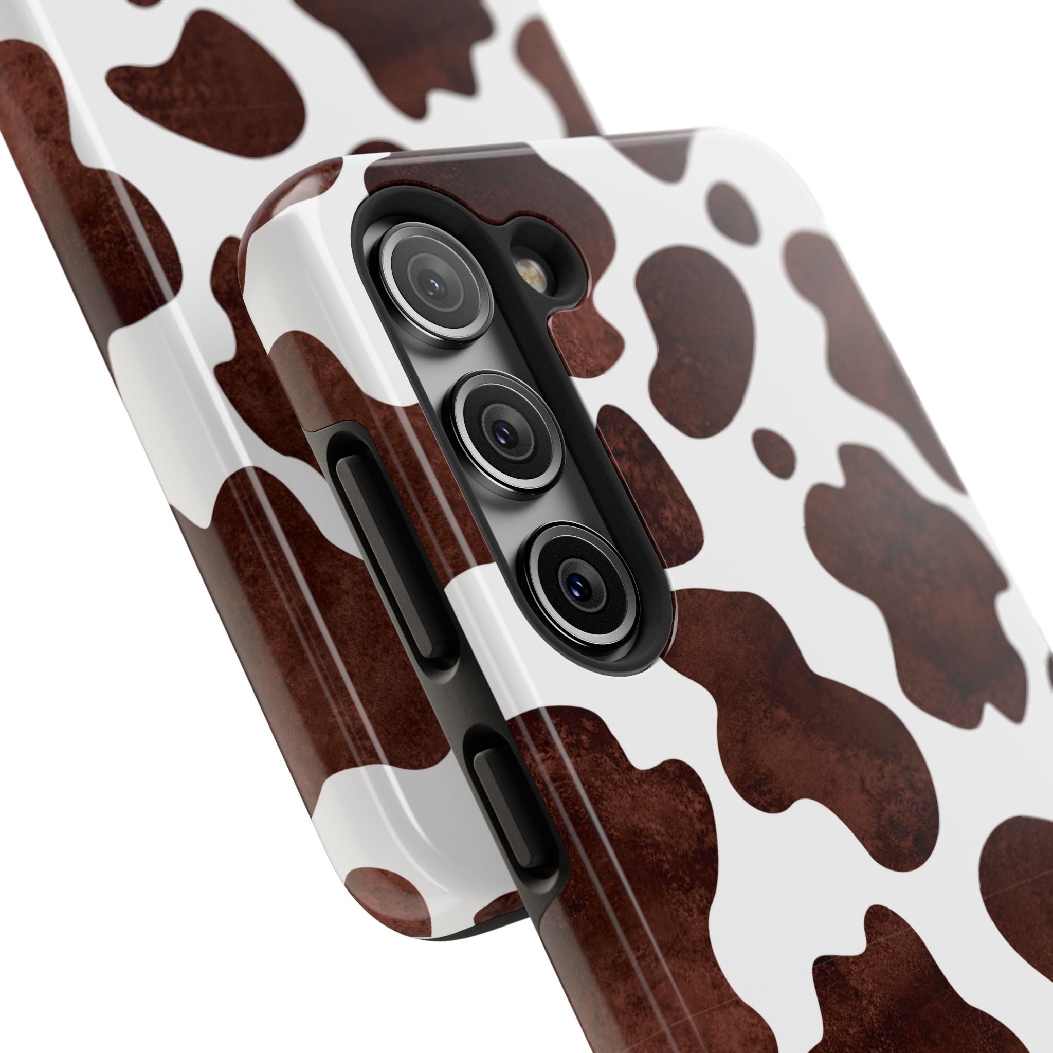 Brown Cow Print Tough Phone Case — Durable Animal Print Phone Cover