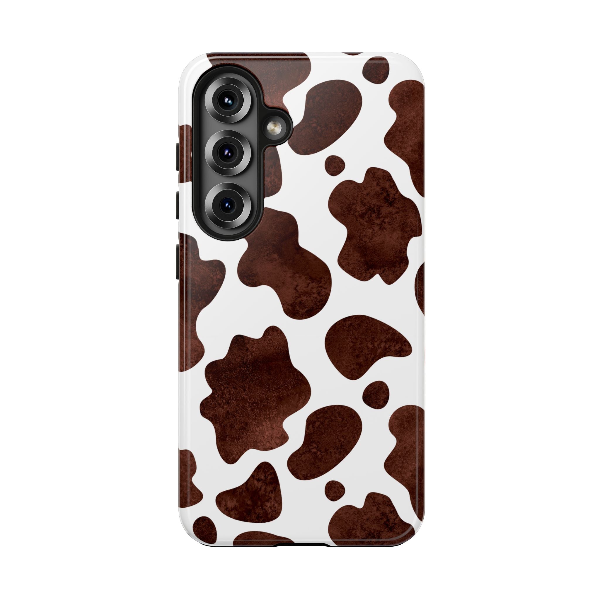 Brown Cow Print Tough Phone Case — Durable Animal Print Phone Cover