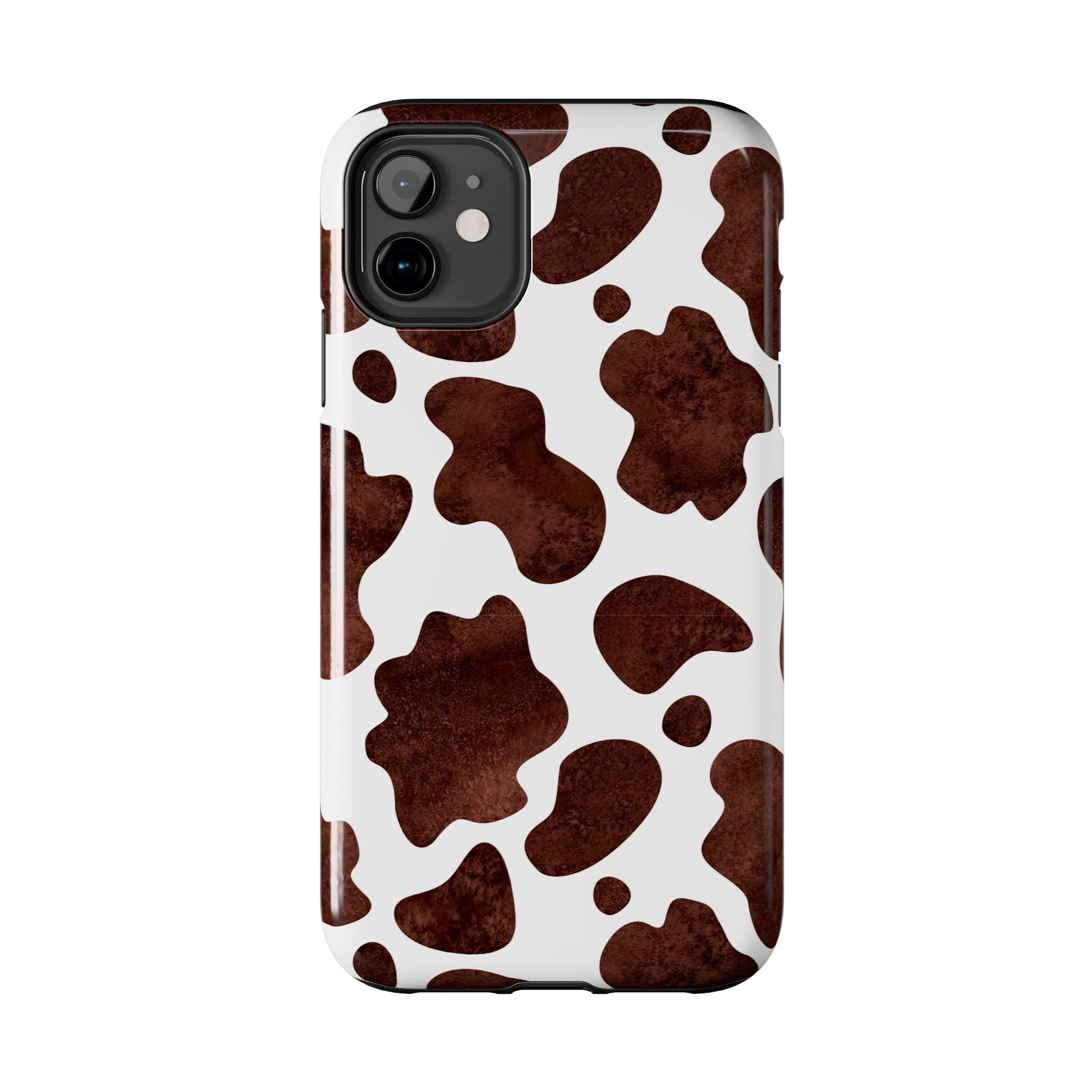 Brown Cow Print Tough Phone Case — Durable Animal Print Phone Cover