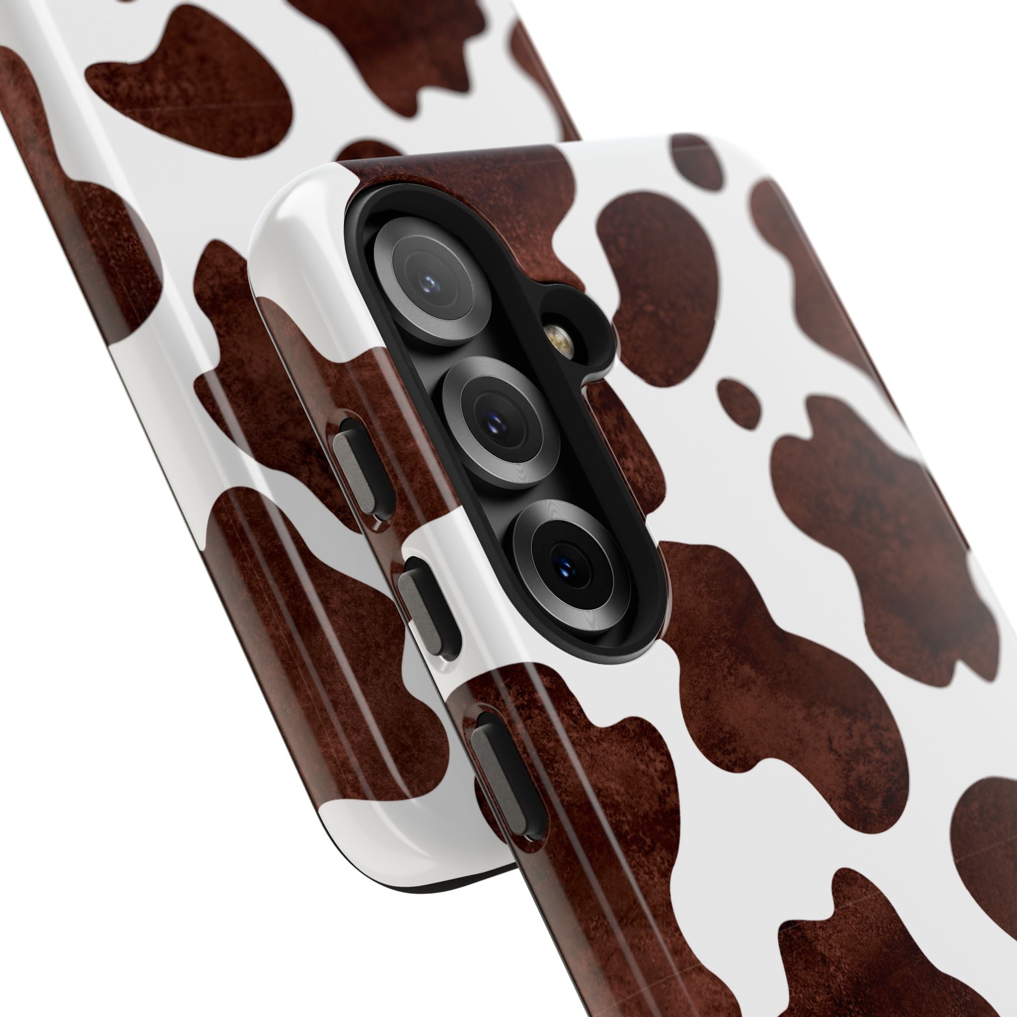 Brown Cow Print Tough Phone Case — Durable Animal Print Phone Cover