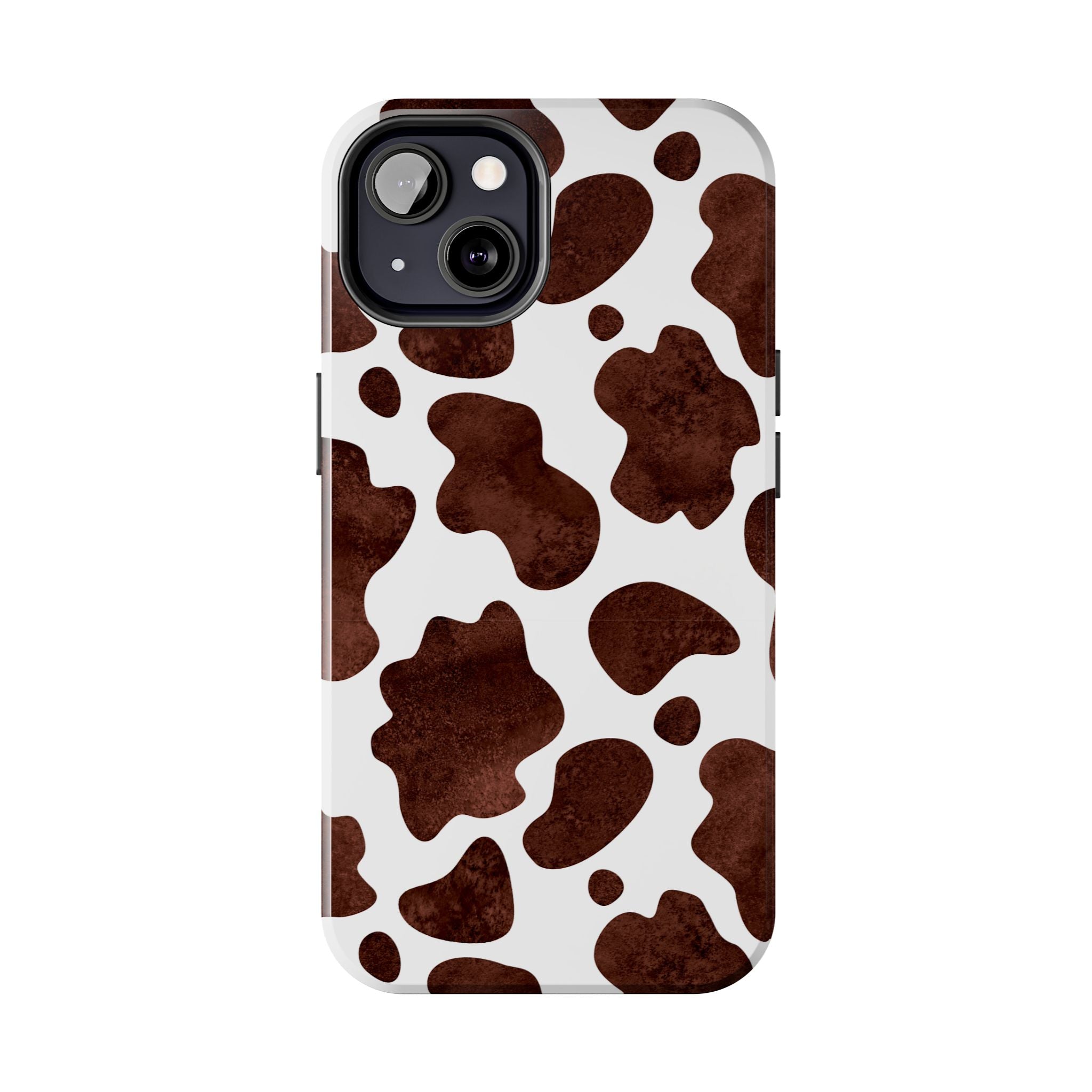 Brown Cow Print Tough Phone Case — Durable Animal Print Phone Cover