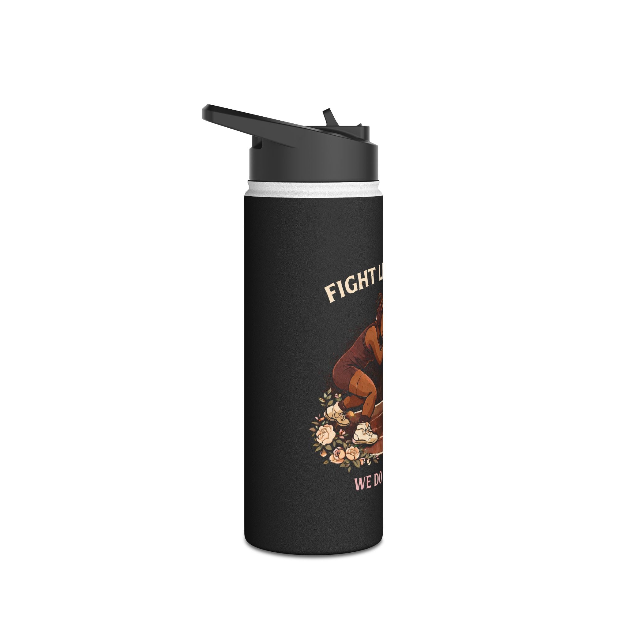 Stainless Water Bottle — “Fight Like a Girl, We Do It Better” Vintage Wrestling Design