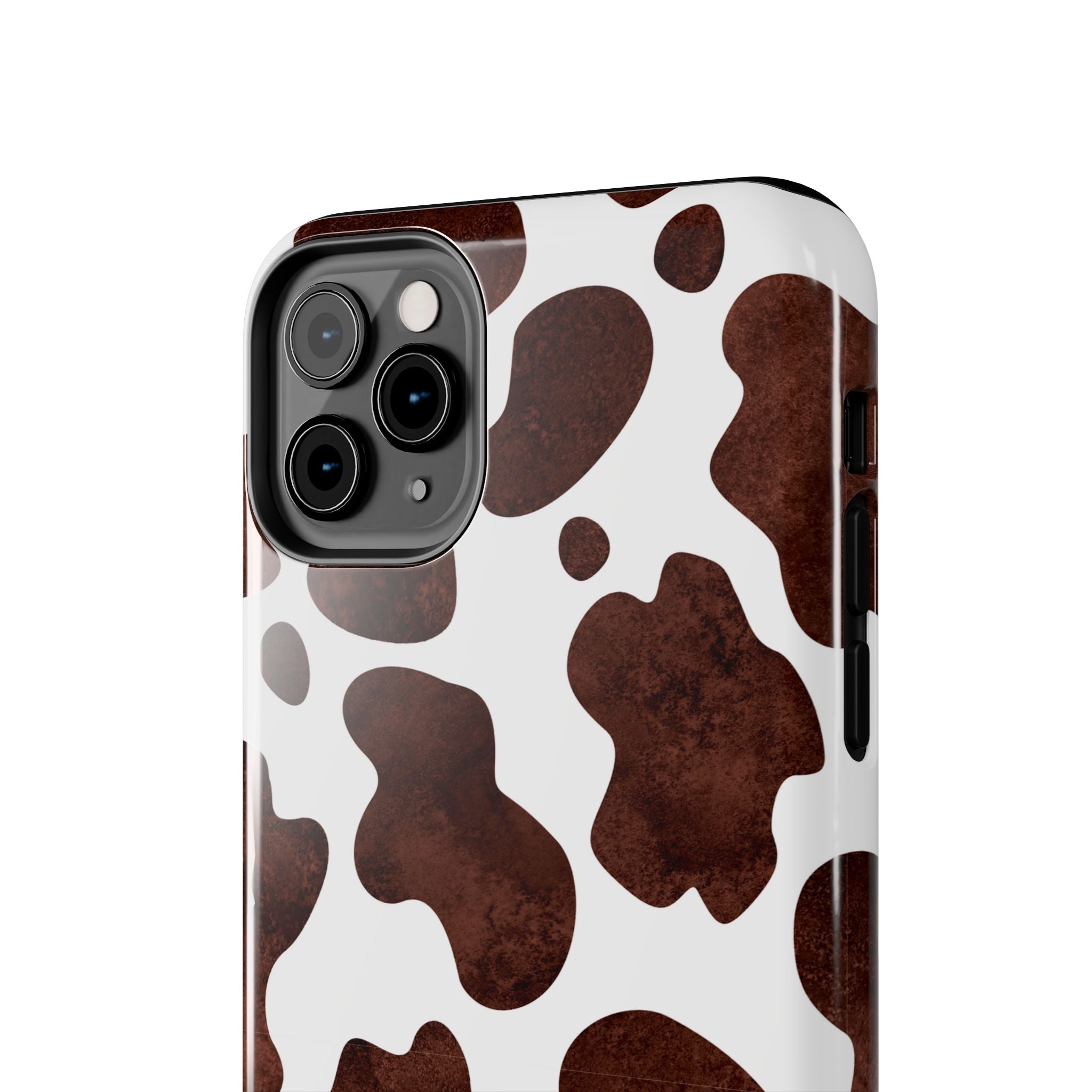 Brown Cow Print Tough Phone Case — Durable Animal Print Phone Cover