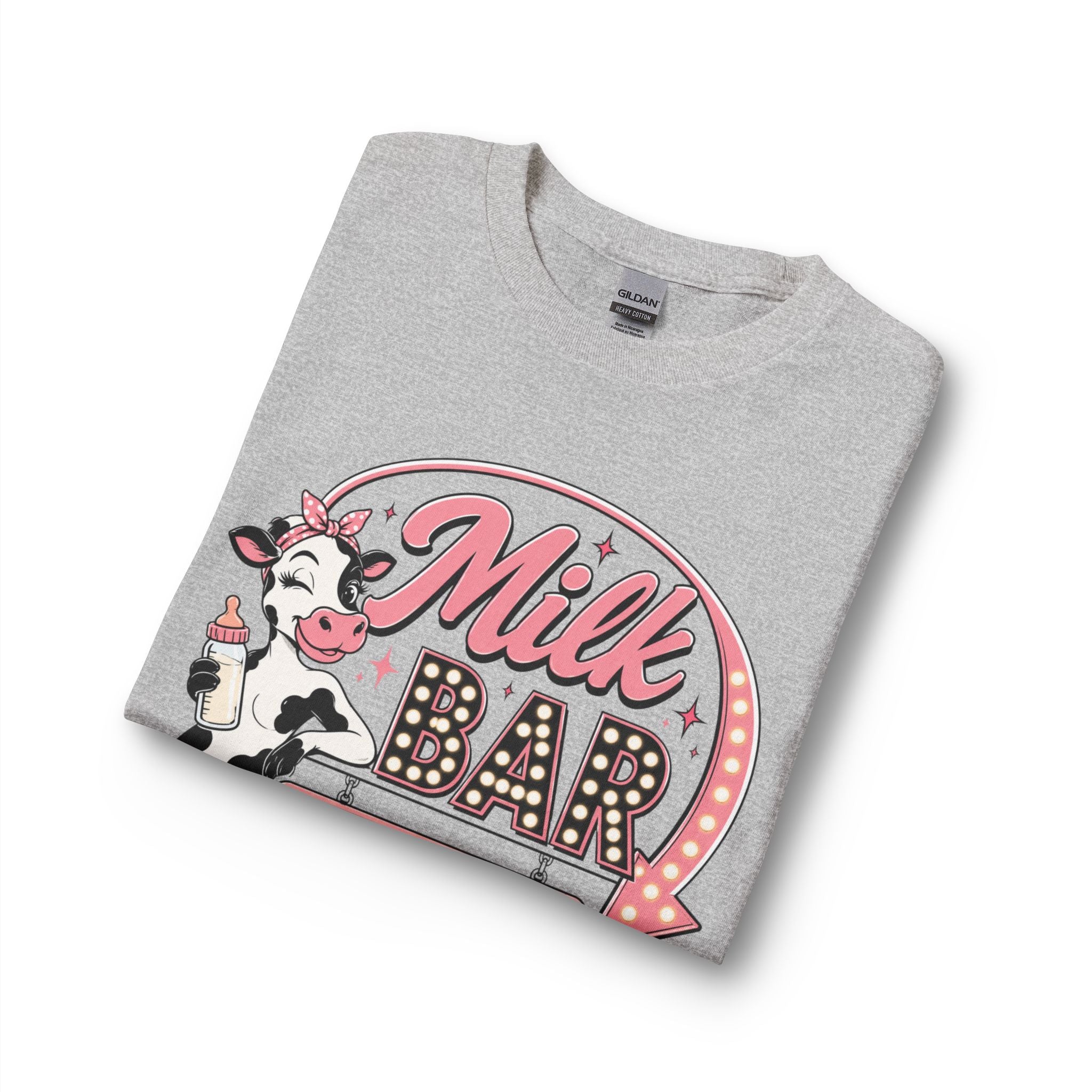 Milk Bar Long Sleeve Tee — Retro 'Milk Bar Open 24/7' Graphic Shirt