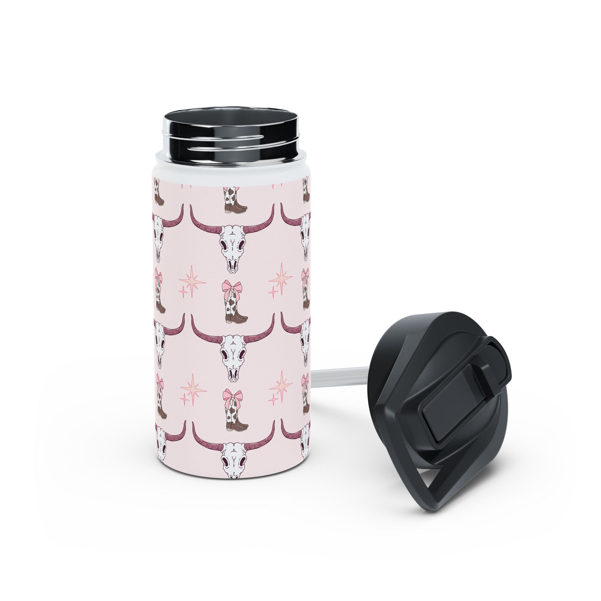 Pink Southwestern Skull Stainless Steel Water Bottle