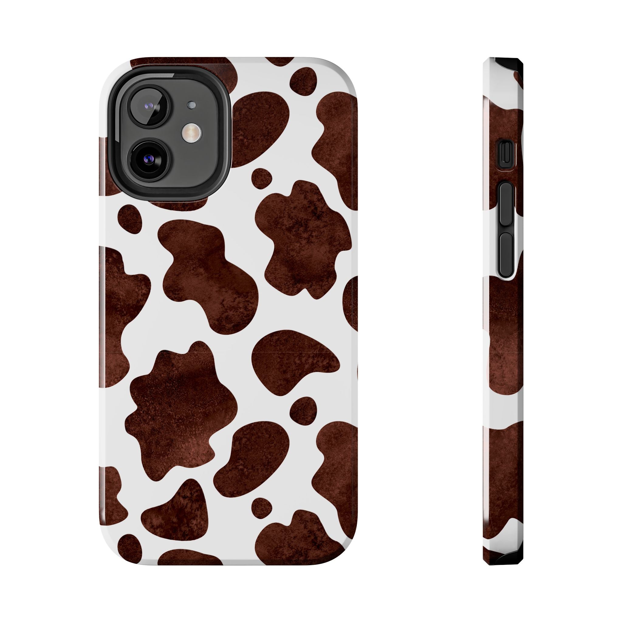 Brown Cow Print Tough Phone Case — Durable Animal Print Phone Cover