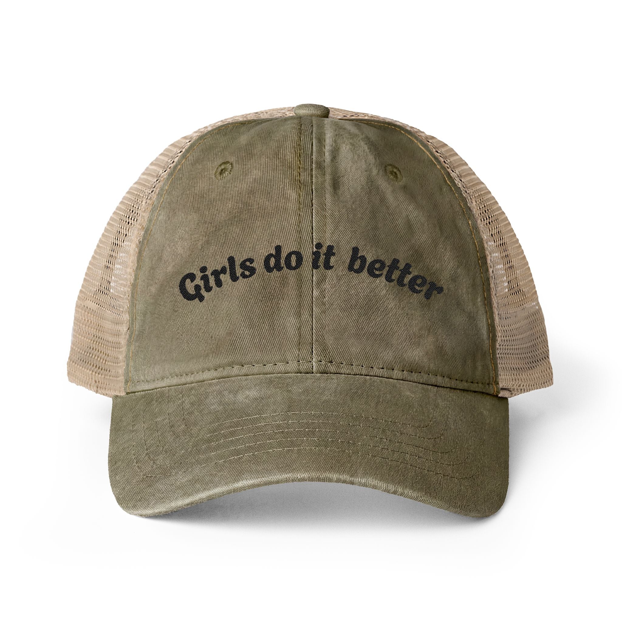 Black Embroidery "Women do it better" - Women's Washed Mesh-Back Cap