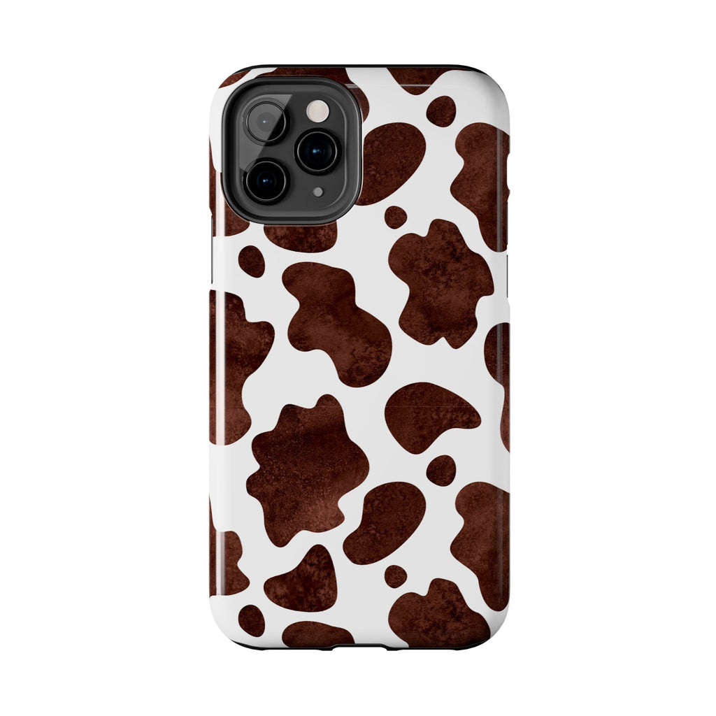 Brown Cow Print Tough Phone Case — Durable Animal Print Phone Cover