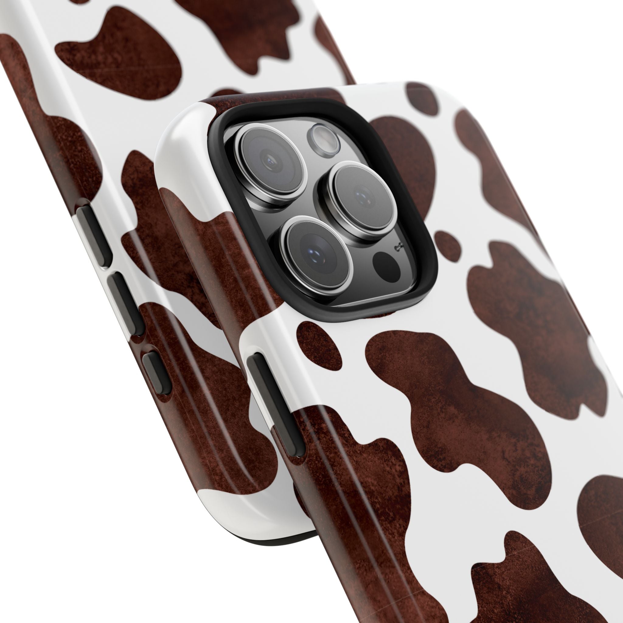 Brown Cow Print Tough Phone Case — Durable Animal Print Phone Cover