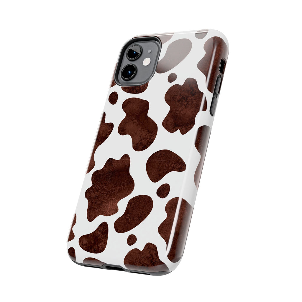 Brown Cow Print Tough Phone Case — Durable Animal Print Phone Cover