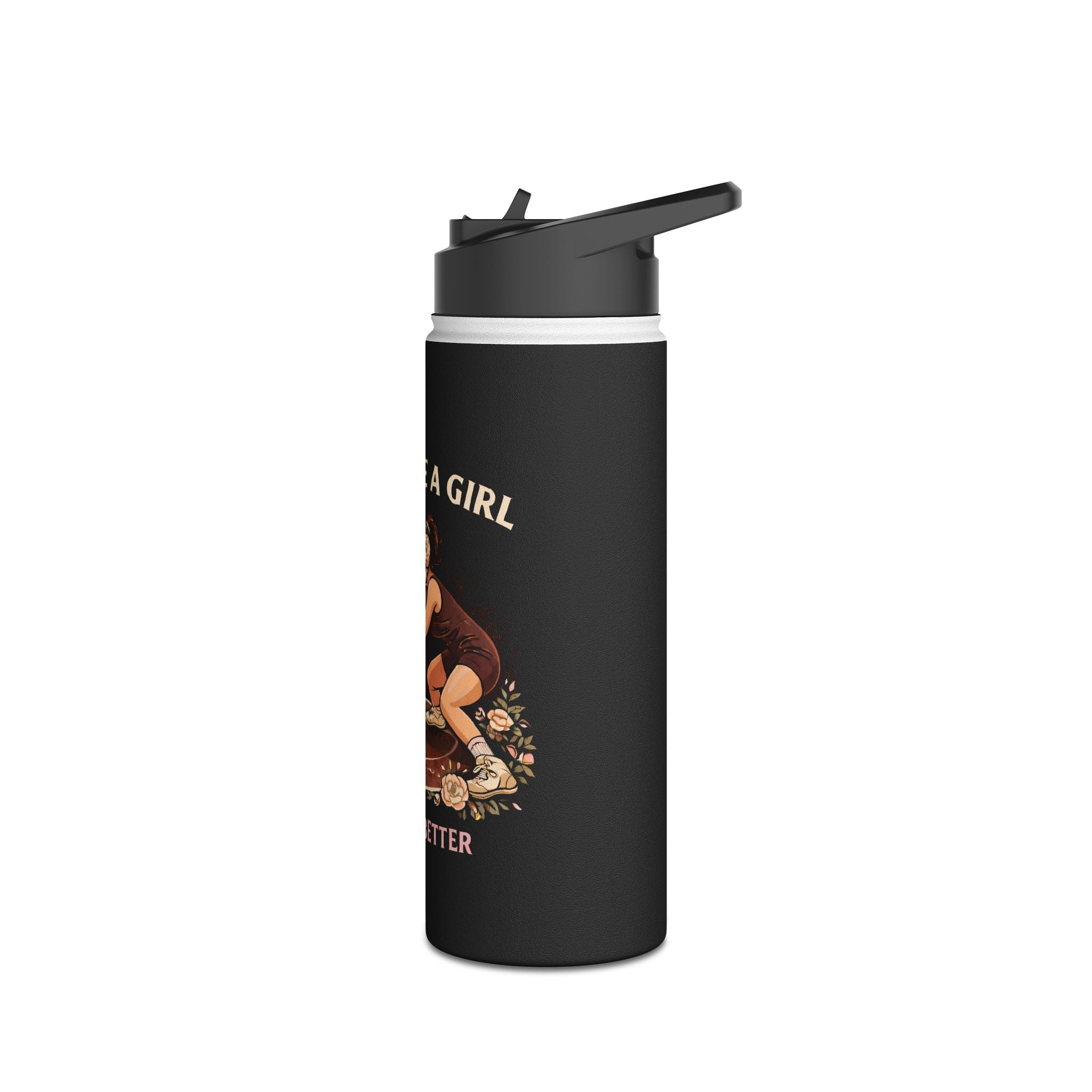 Stainless Water Bottle — “Fight Like a Girl, We Do It Better” Vintage Wrestling Design