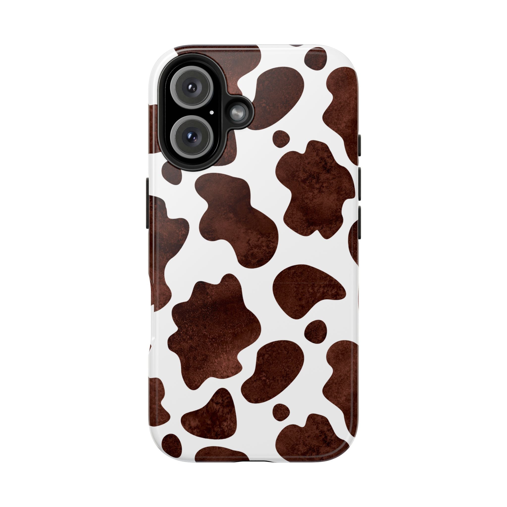 Brown Cow Print Tough Phone Case — Durable Animal Print Phone Cover