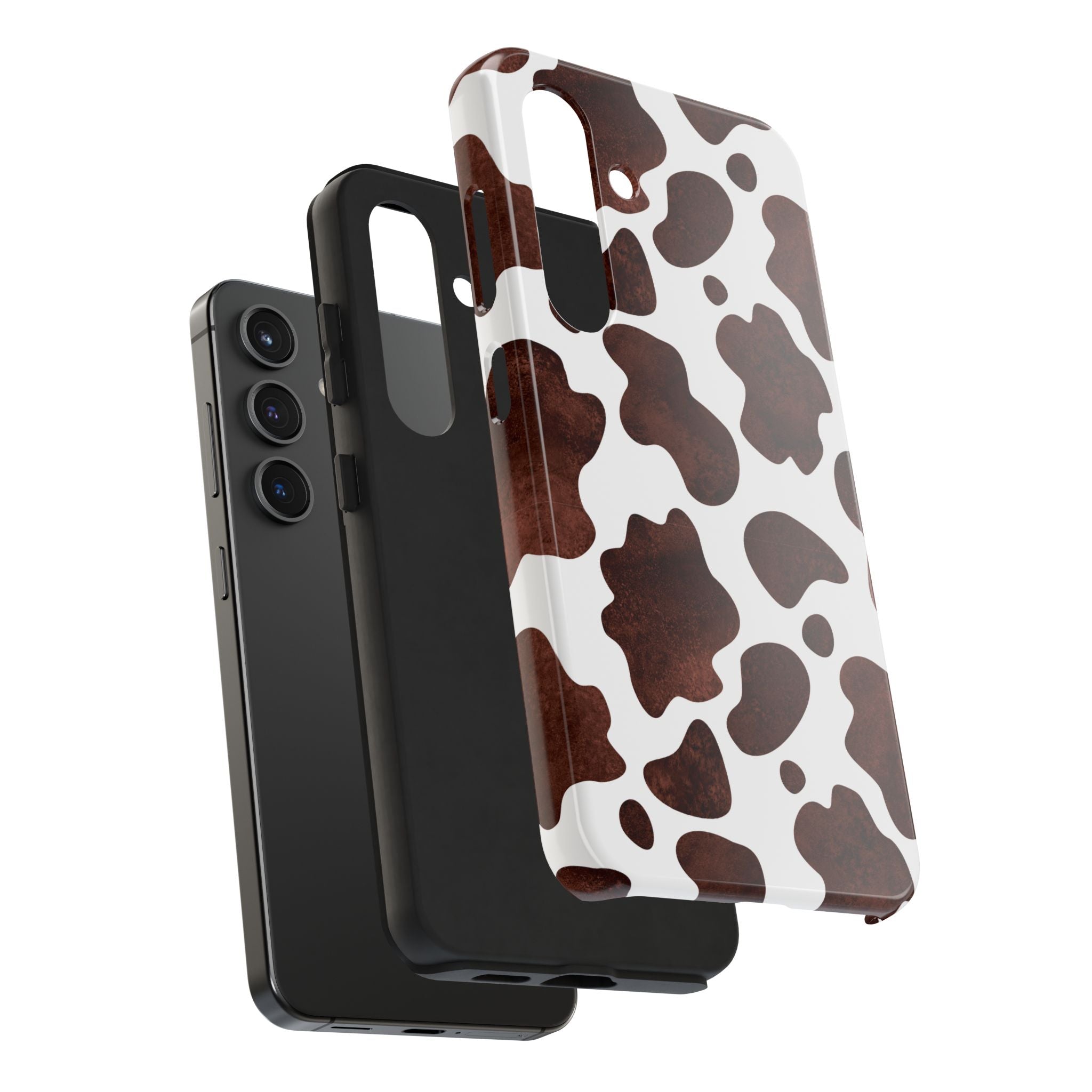Brown Cow Print Tough Phone Case — Durable Animal Print Phone Cover