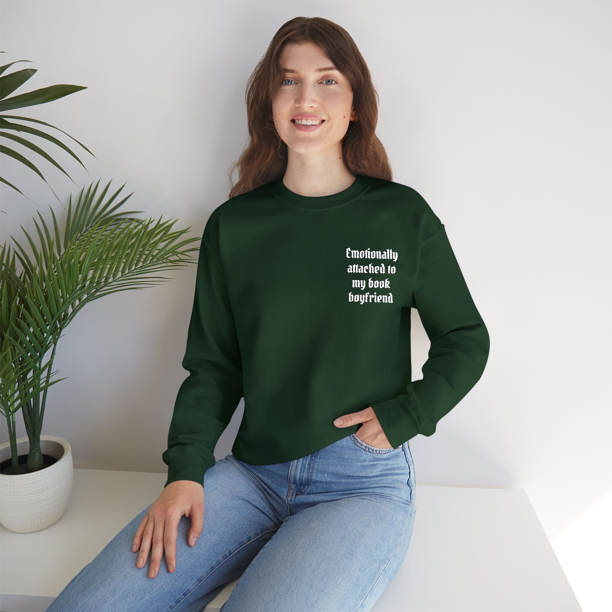Crewneck Sweatshirt - "Friendship Awakened is My Best Boyfriend" Minimal Chest Graphic