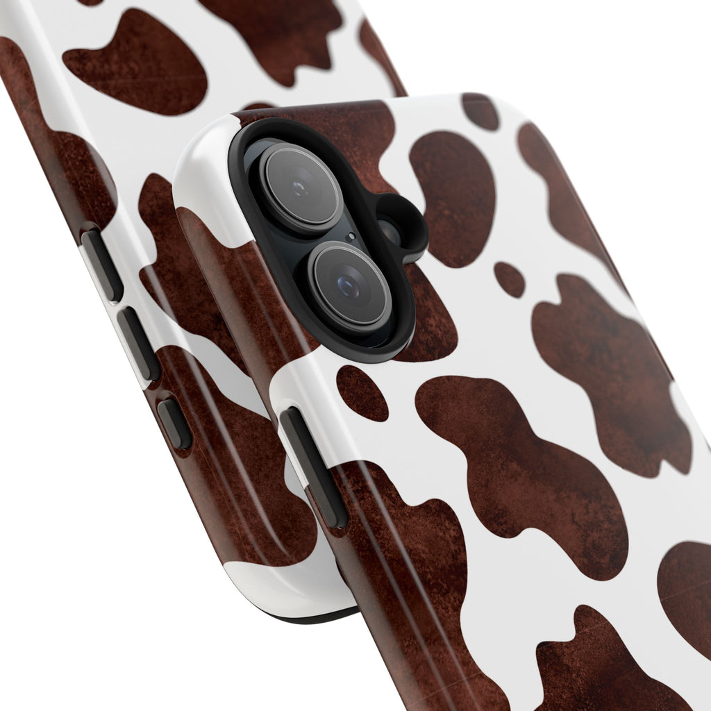 Brown Cow Print Tough Phone Case — Durable Animal Print Phone Cover