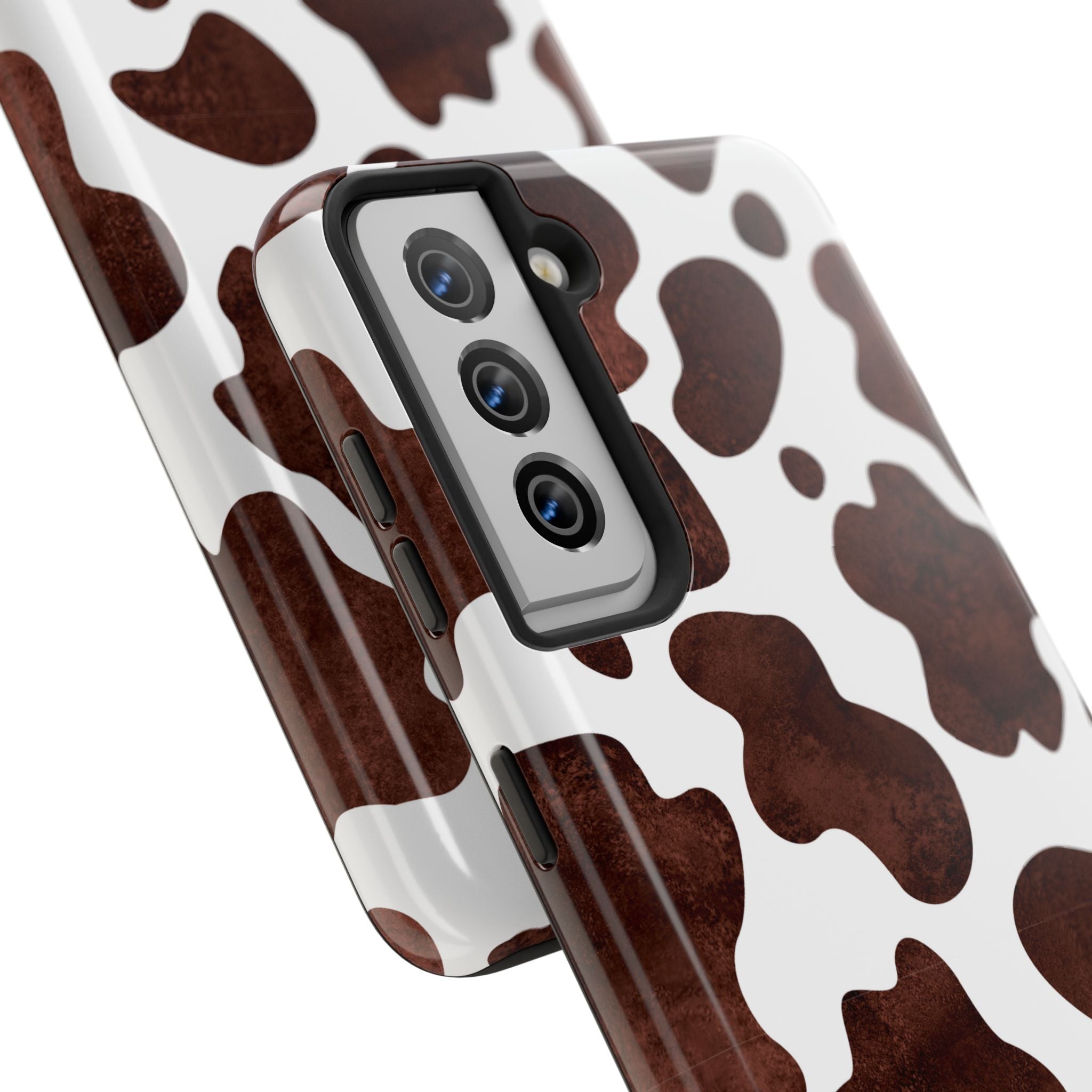 Brown Cow Print Tough Phone Case — Durable Animal Print Phone Cover