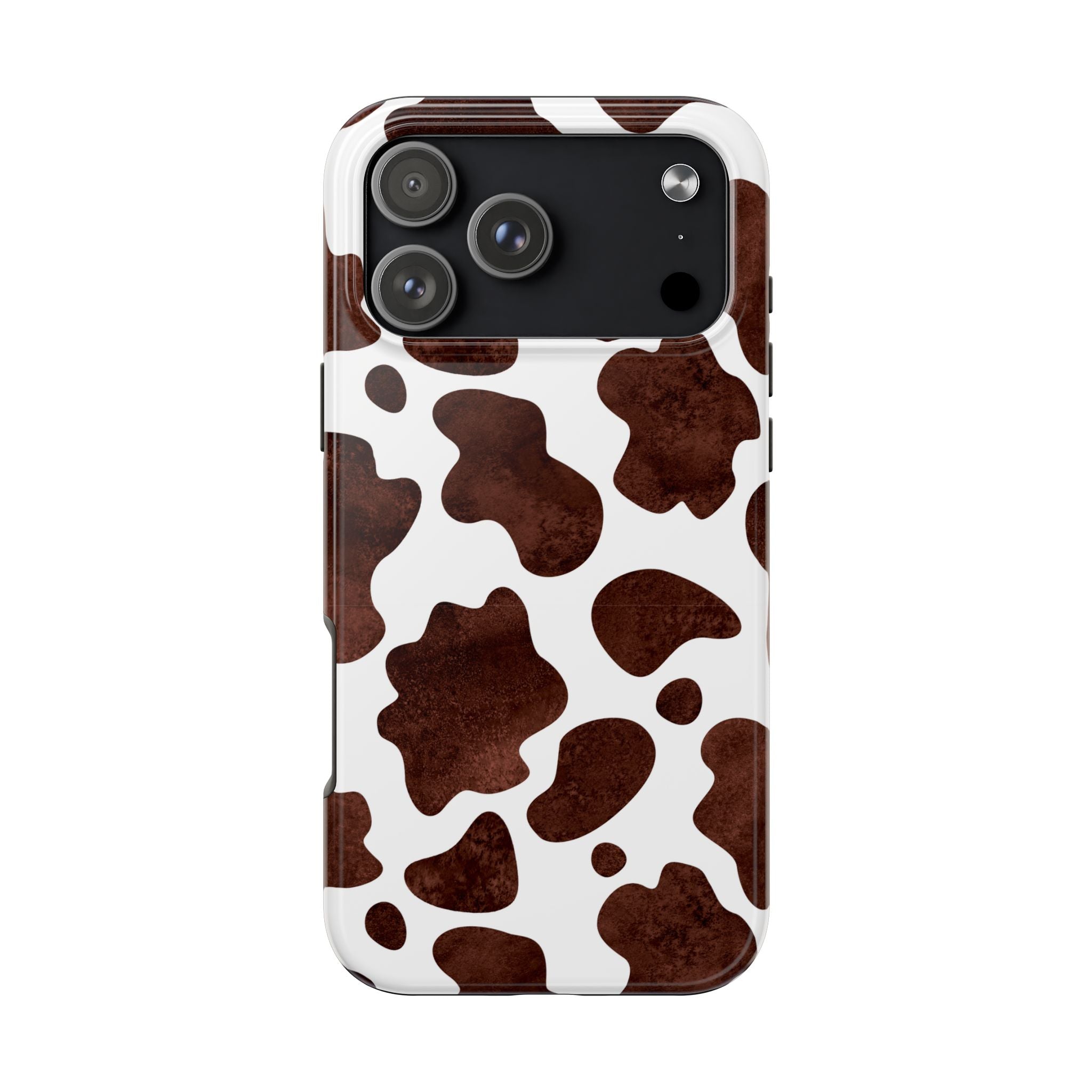 Brown Cow Print Tough Phone Case — Durable Animal Print Phone Cover