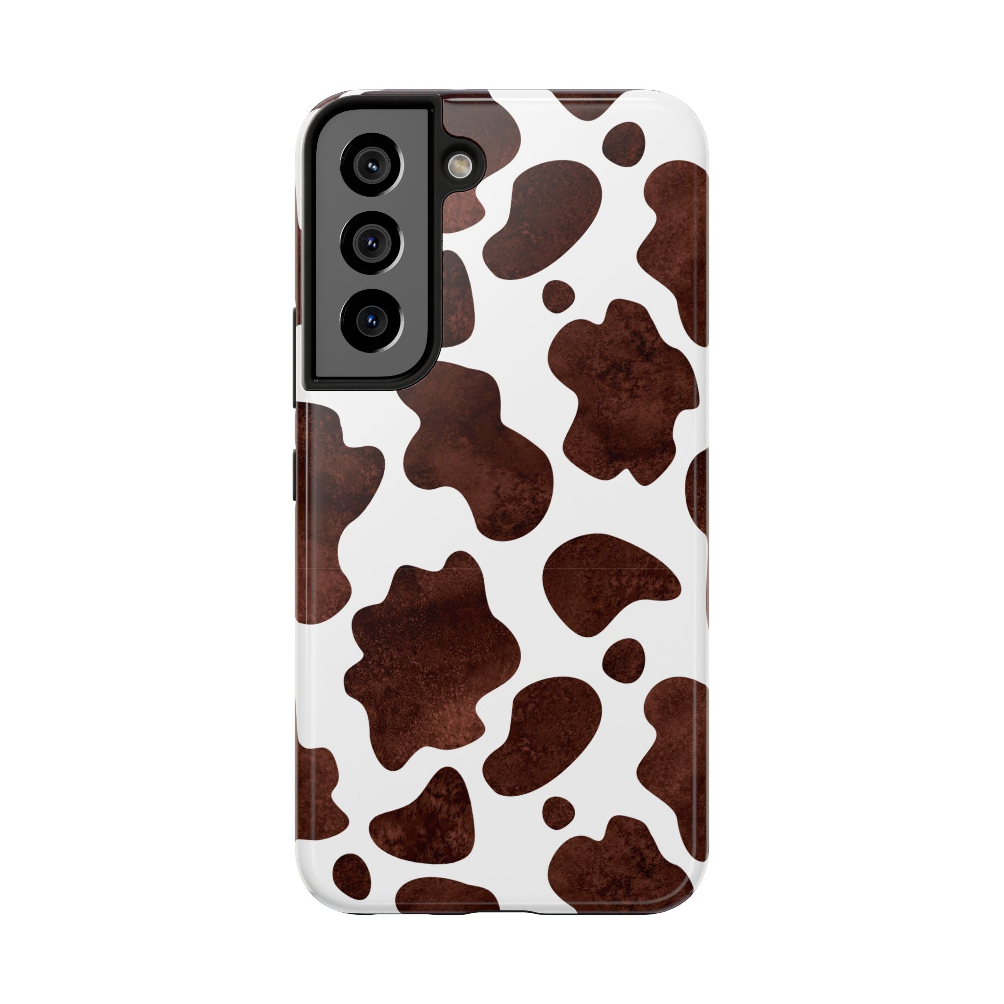 Brown Cow Print Tough Phone Case — Durable Animal Print Phone Cover