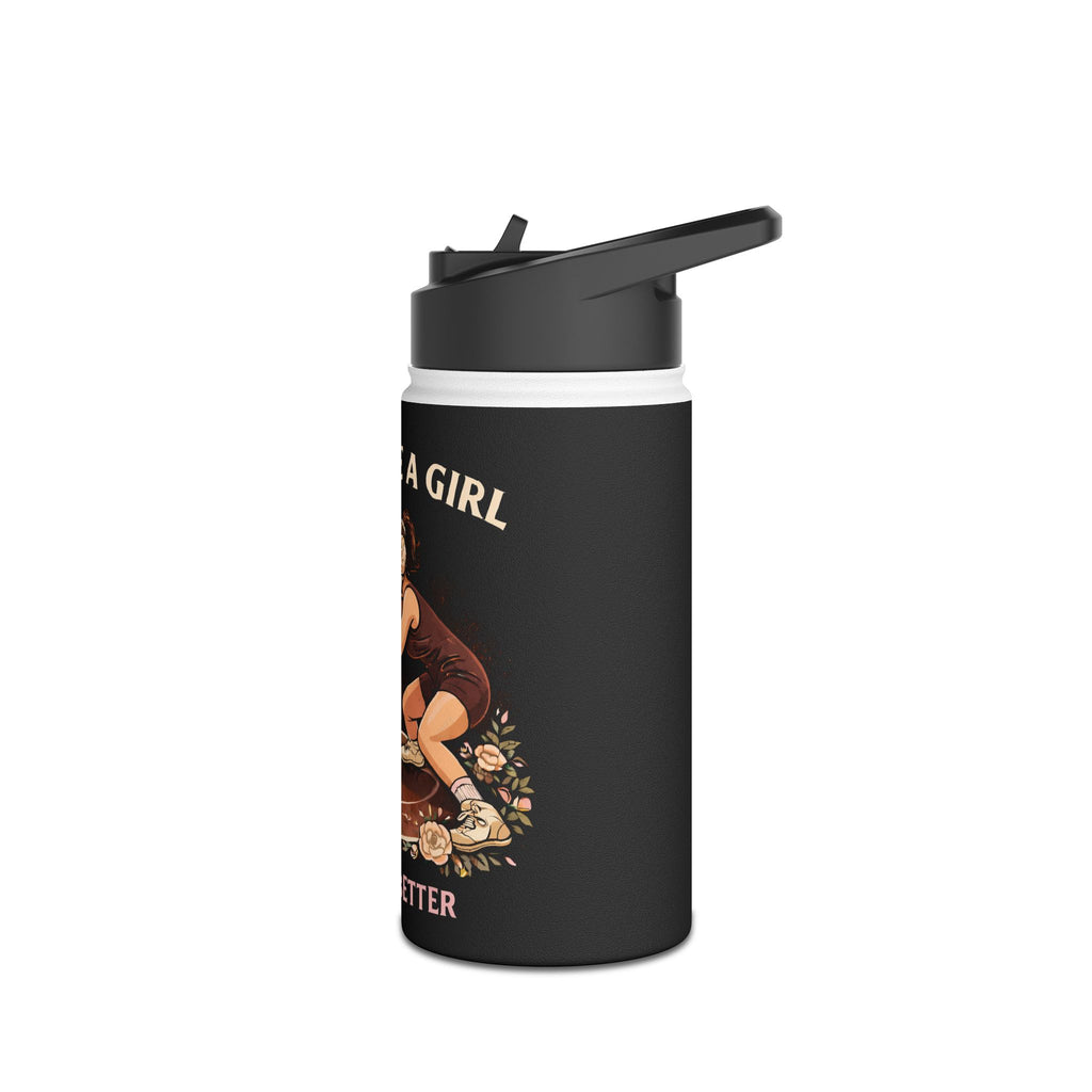 Stainless Water Bottle — “Fight Like a Girl, We Do It Better” Vintage Wrestling Design