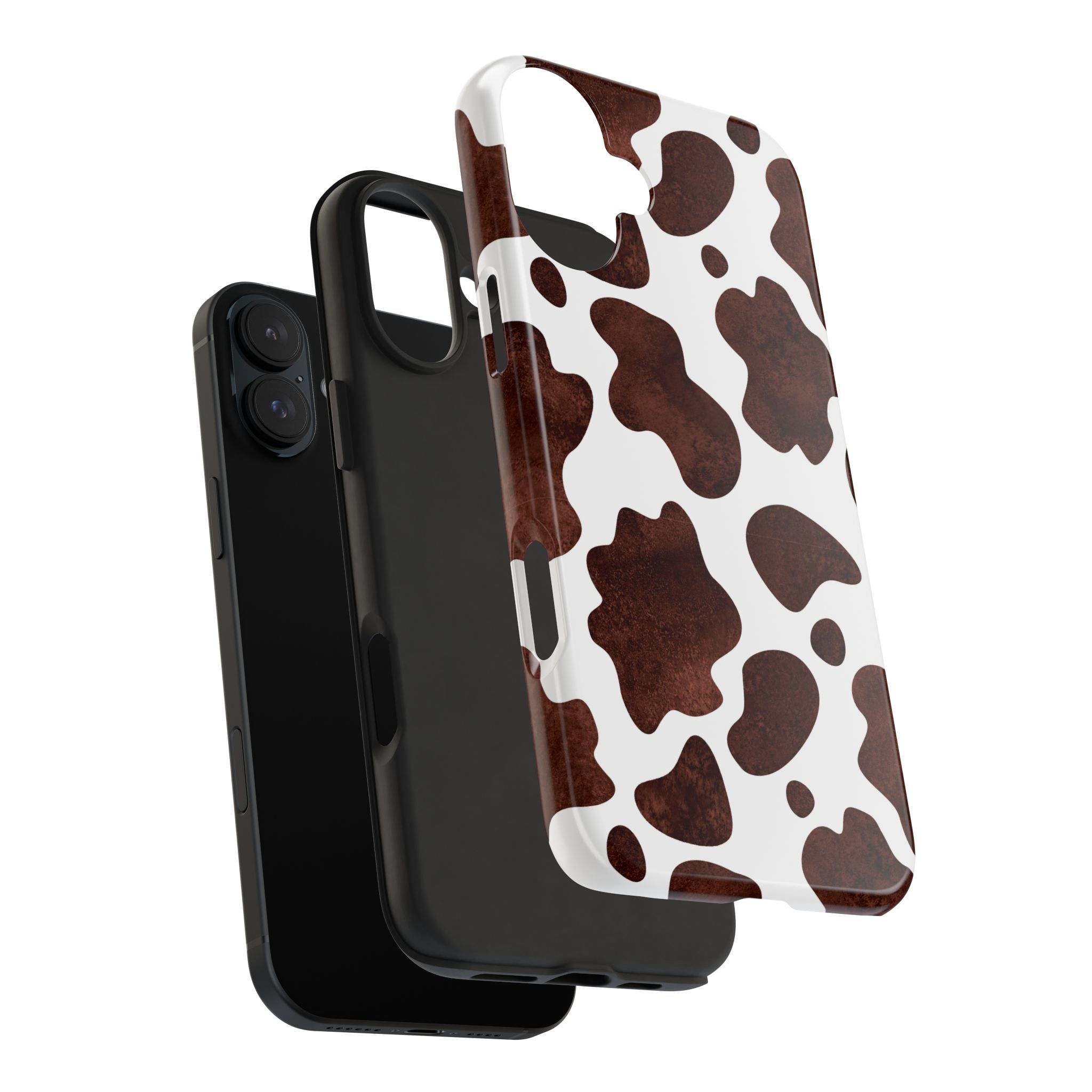 Brown Cow Print Tough Phone Case — Durable Animal Print Phone Cover