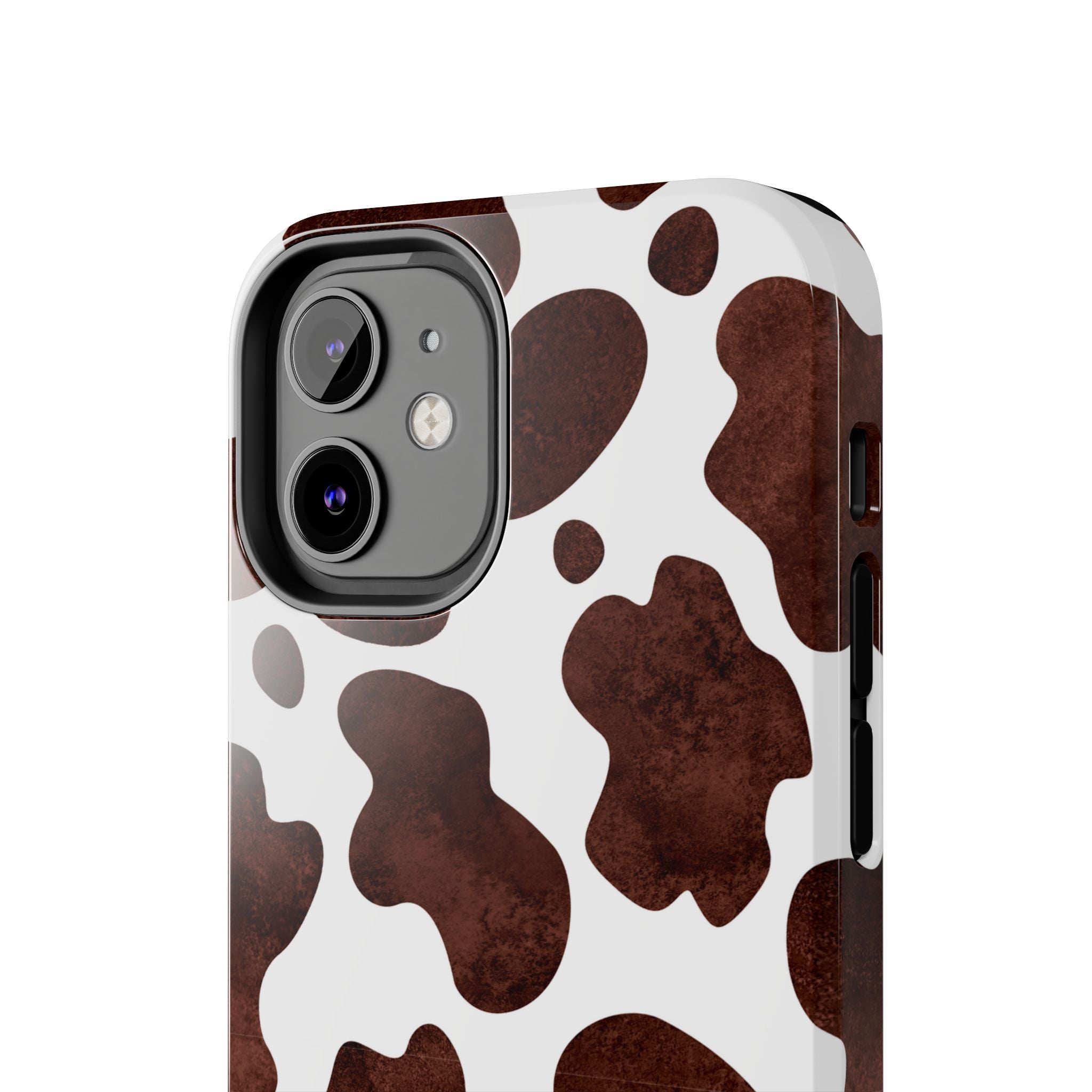 Brown Cow Print Tough Phone Case — Durable Animal Print Phone Cover