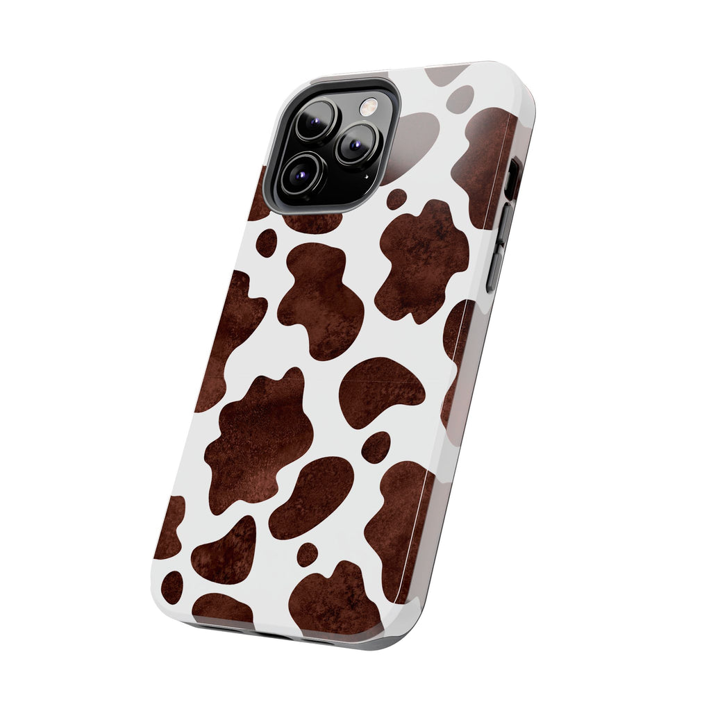 Brown Cow Print Tough Phone Case — Durable Animal Print Phone Cover