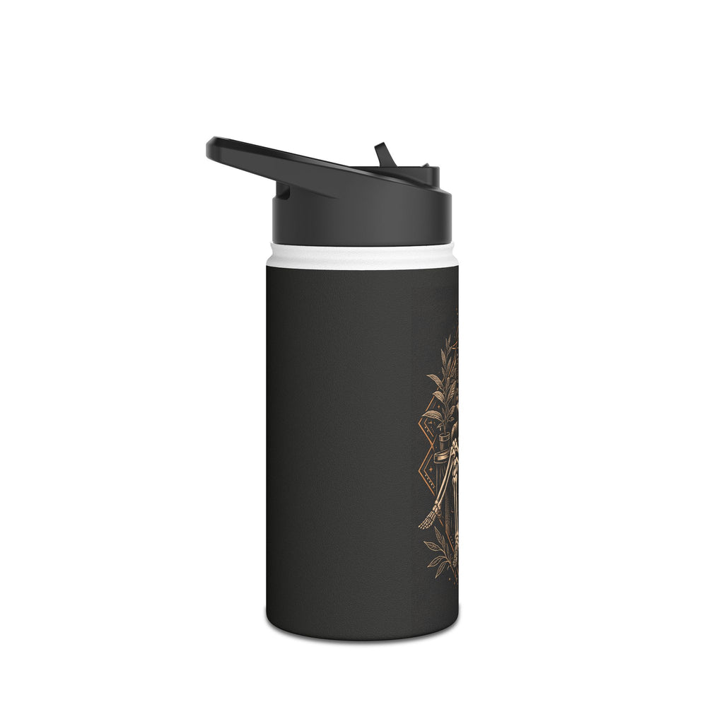 Skeleton & Moon Stainless Steel Water Bottle — Gothic Moonlit Skull Design