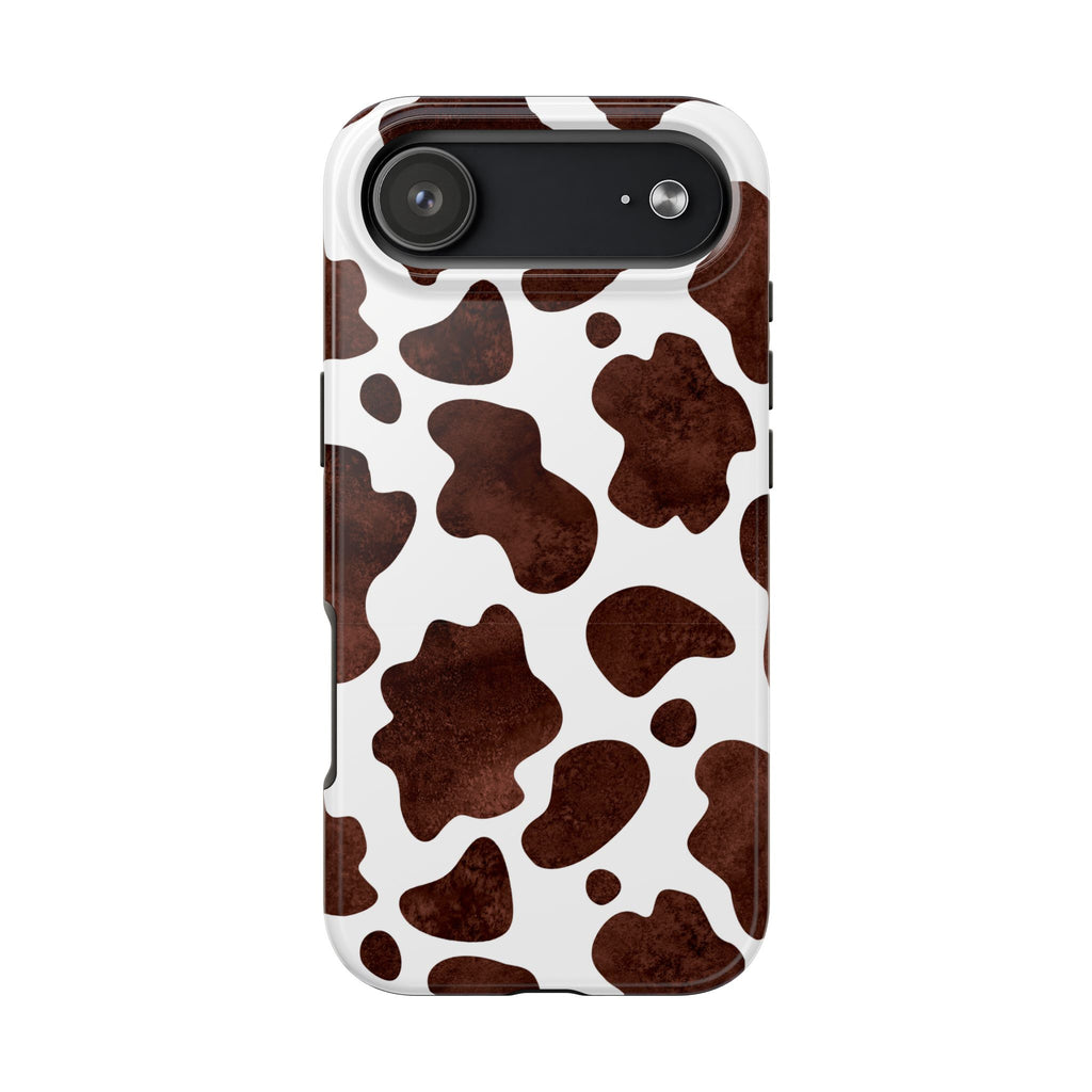 Brown Cow Print Tough Phone Case — Durable Animal Print Phone Cover