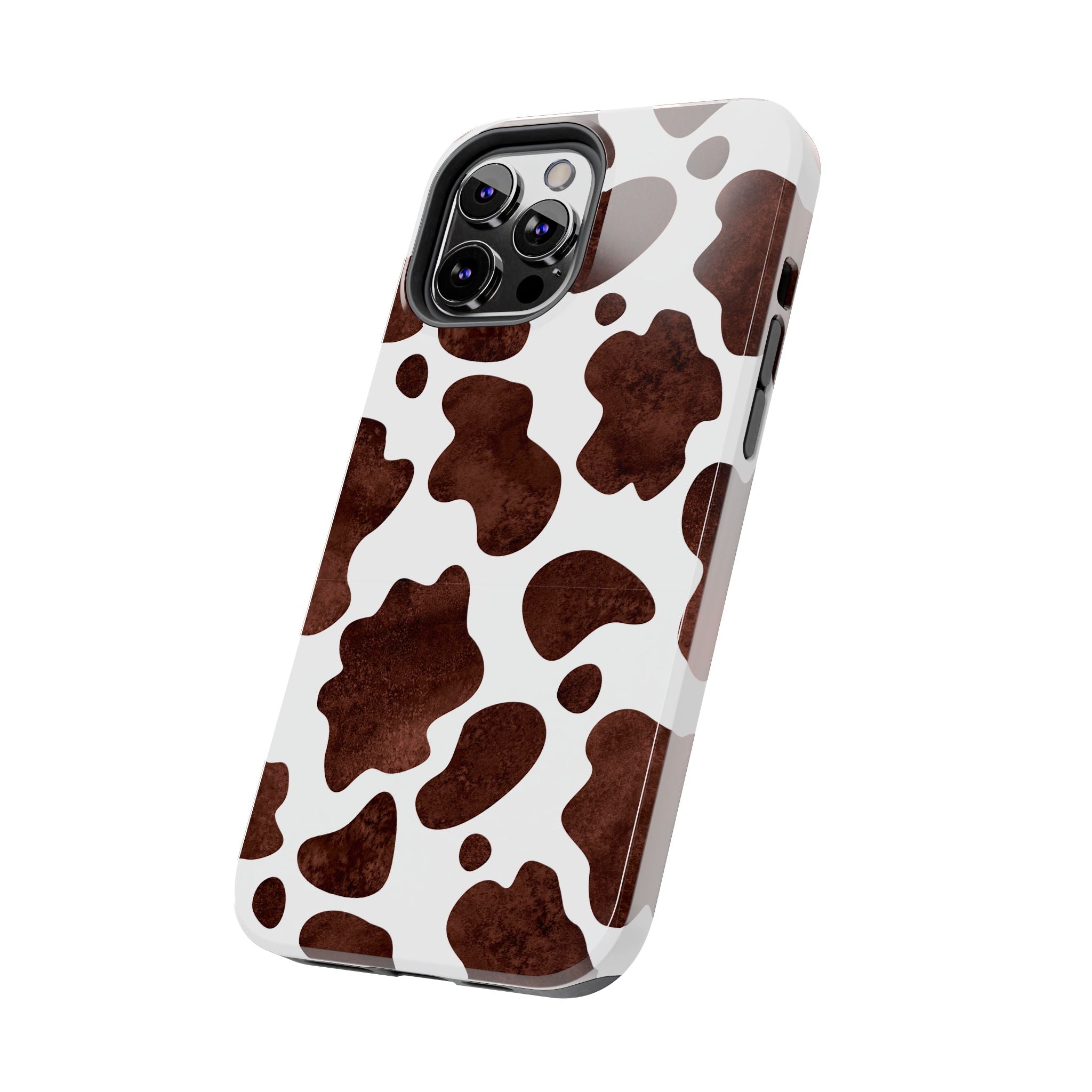 Brown Cow Print Tough Phone Case — Durable Animal Print Phone Cover
