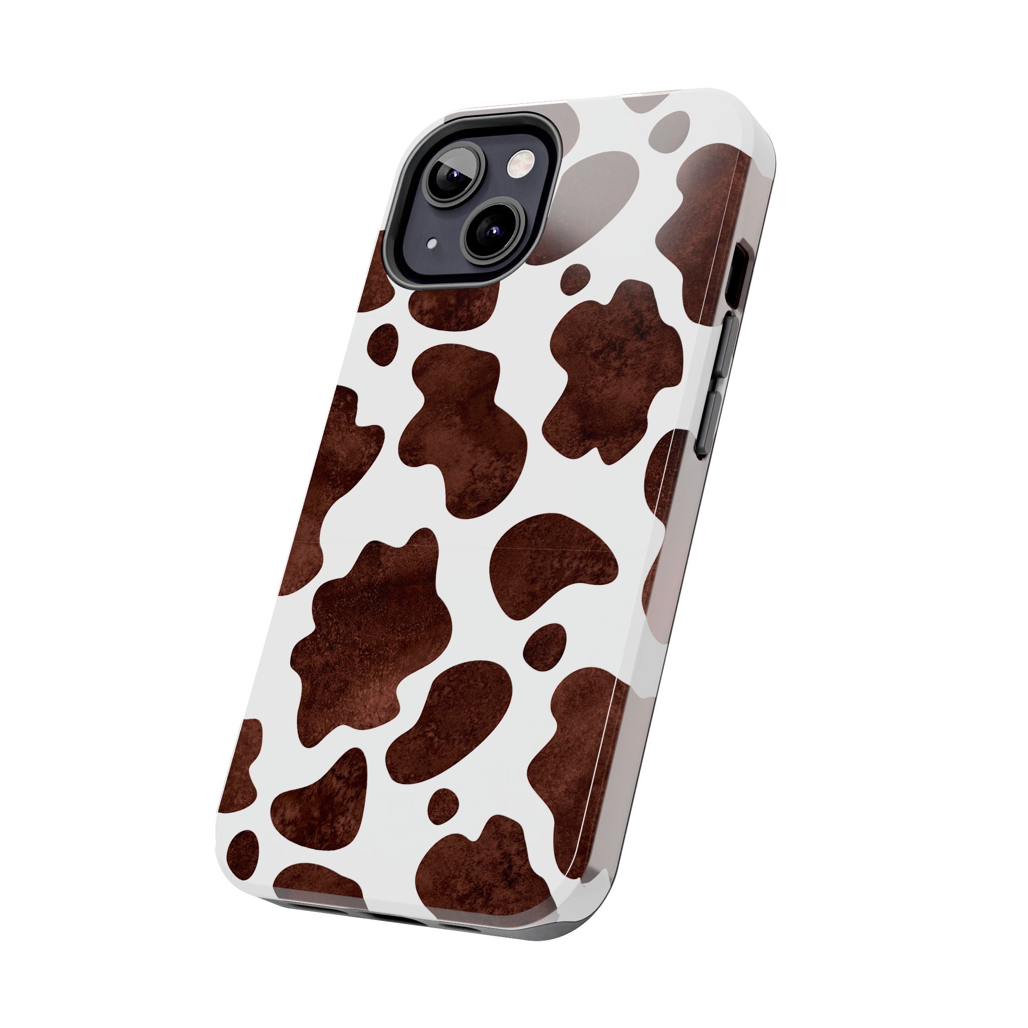 Brown Cow Print Tough Phone Case — Durable Animal Print Phone Cover