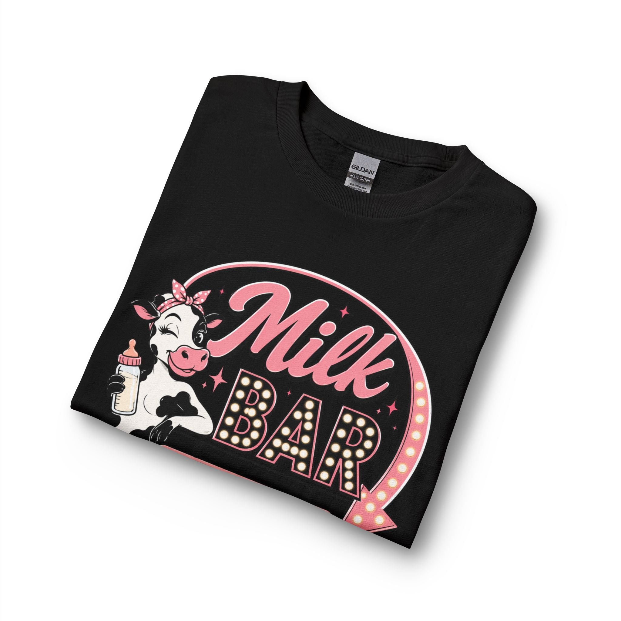 Milk Bar Long Sleeve Tee — Retro 'Milk Bar Open 24/7' Graphic Shirt