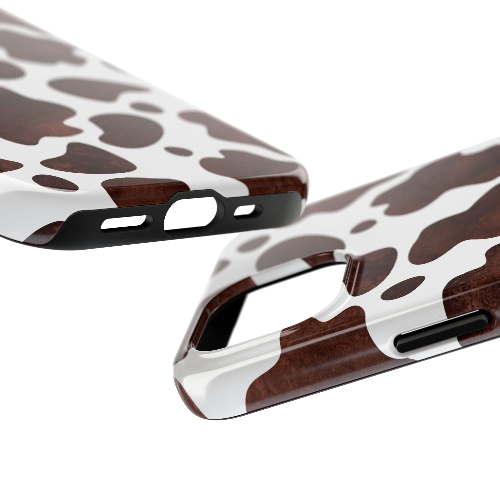 Brown Cow Print Tough Phone Case — Durable Animal Print Phone Cover