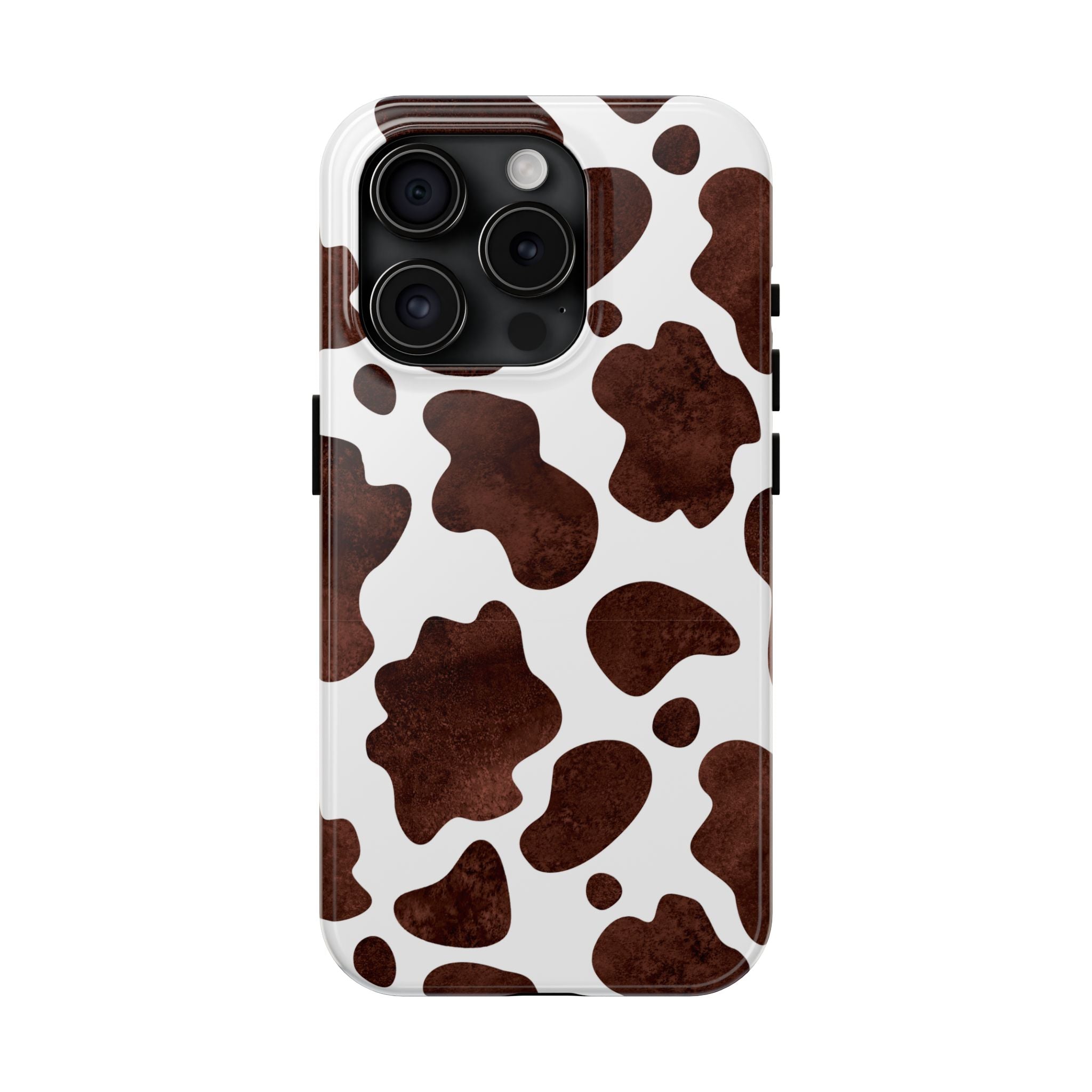 Brown Cow Print Tough Phone Case — Durable Animal Print Phone Cover