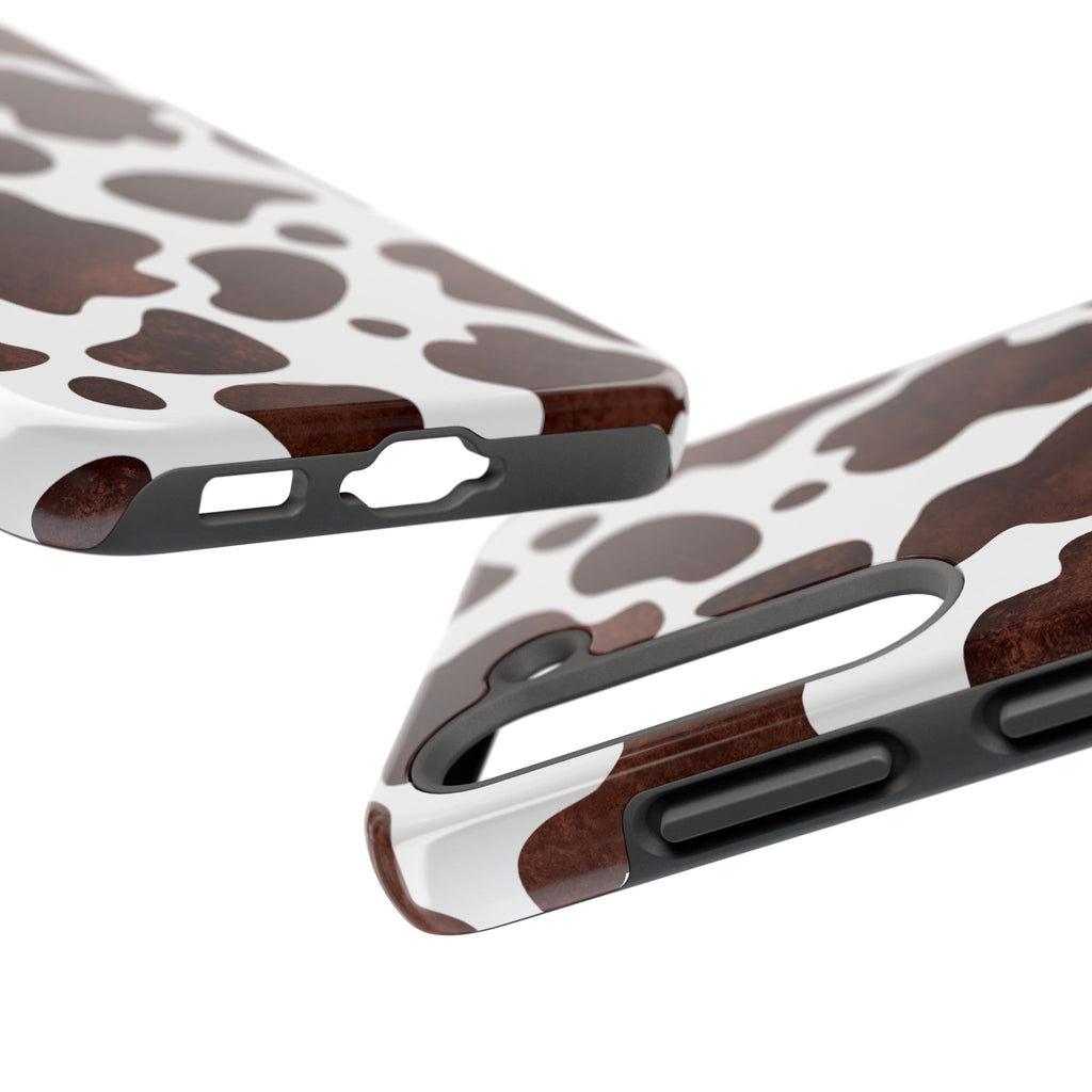 Brown Cow Print Tough Phone Case — Durable Animal Print Phone Cover