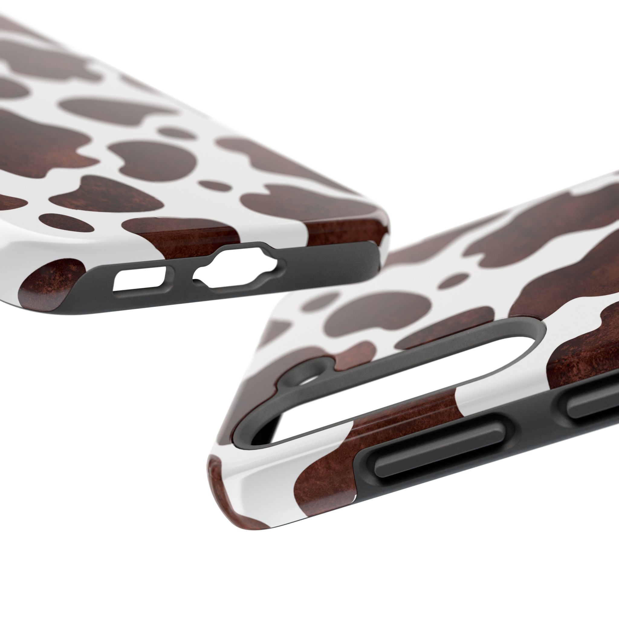 Brown Cow Print Tough Phone Case — Durable Animal Print Phone Cover