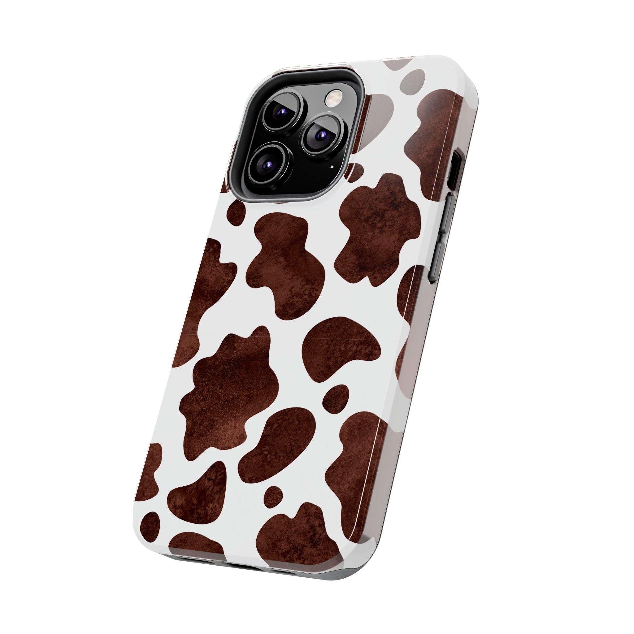 Brown Cow Print Tough Phone Case — Durable Animal Print Phone Cover