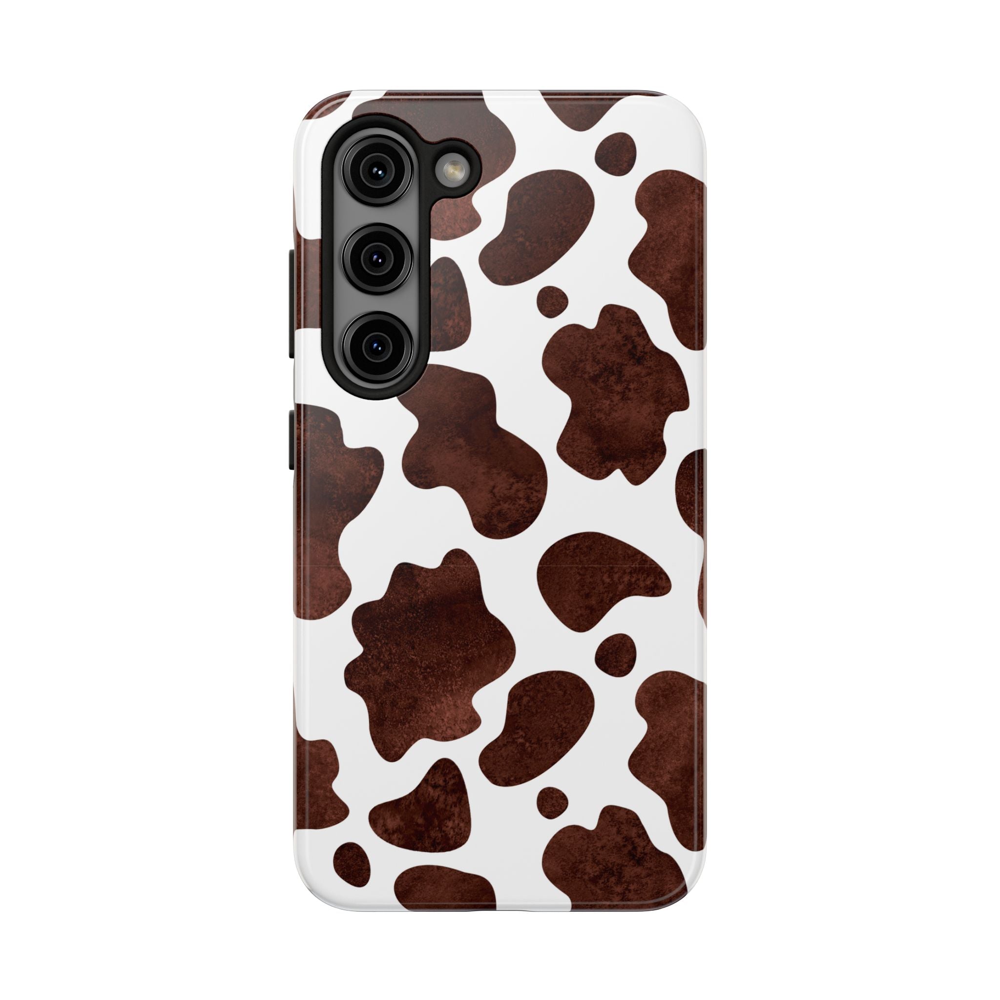 Brown Cow Print Tough Phone Case — Durable Animal Print Phone Cover
