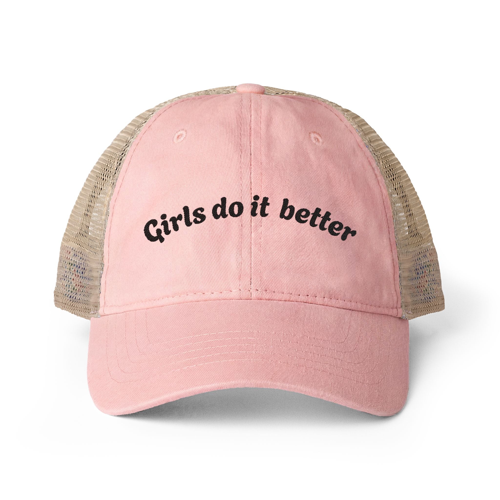 Black Embroidery "Women do it better" - Women's Washed Mesh-Back Cap