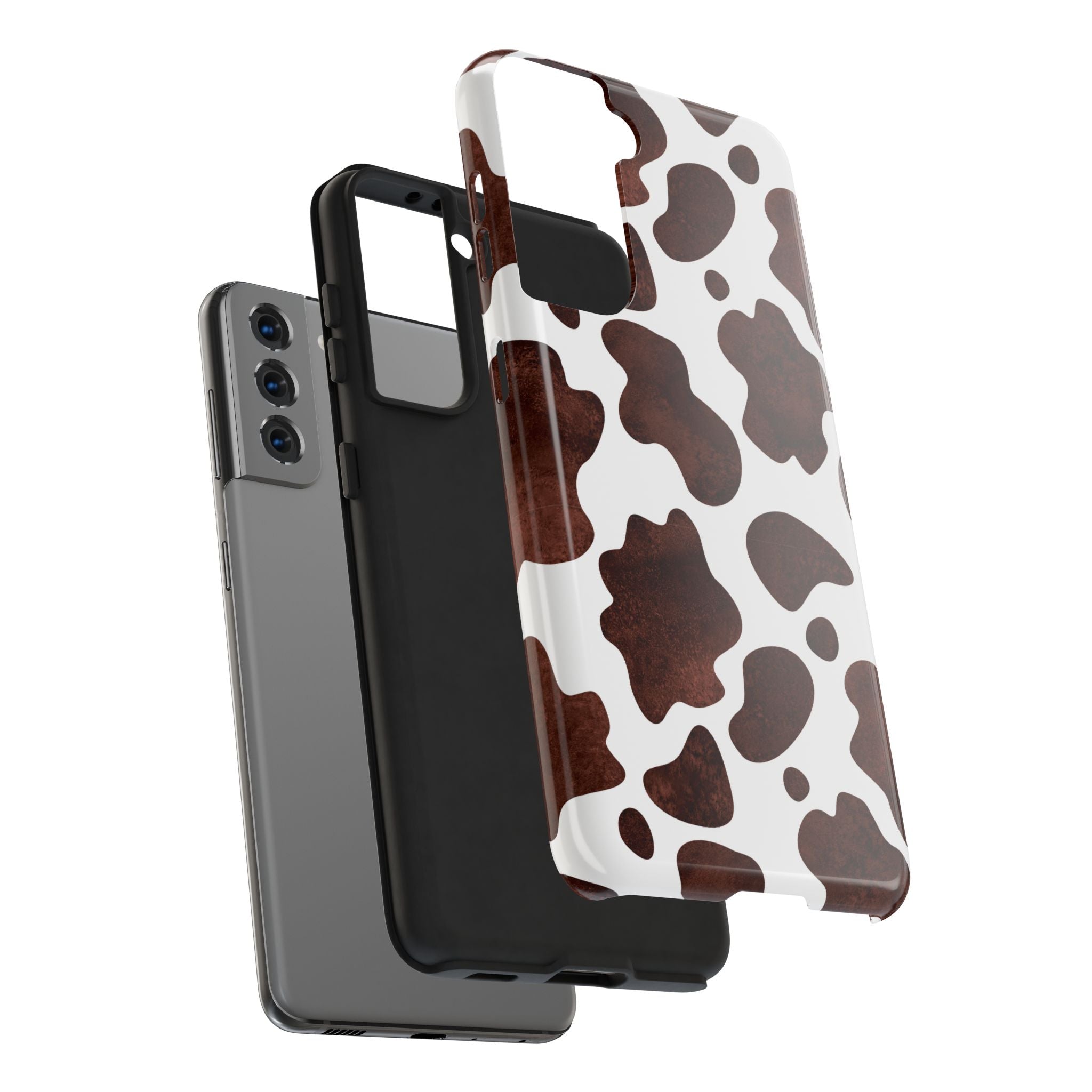Brown Cow Print Tough Phone Case — Durable Animal Print Phone Cover