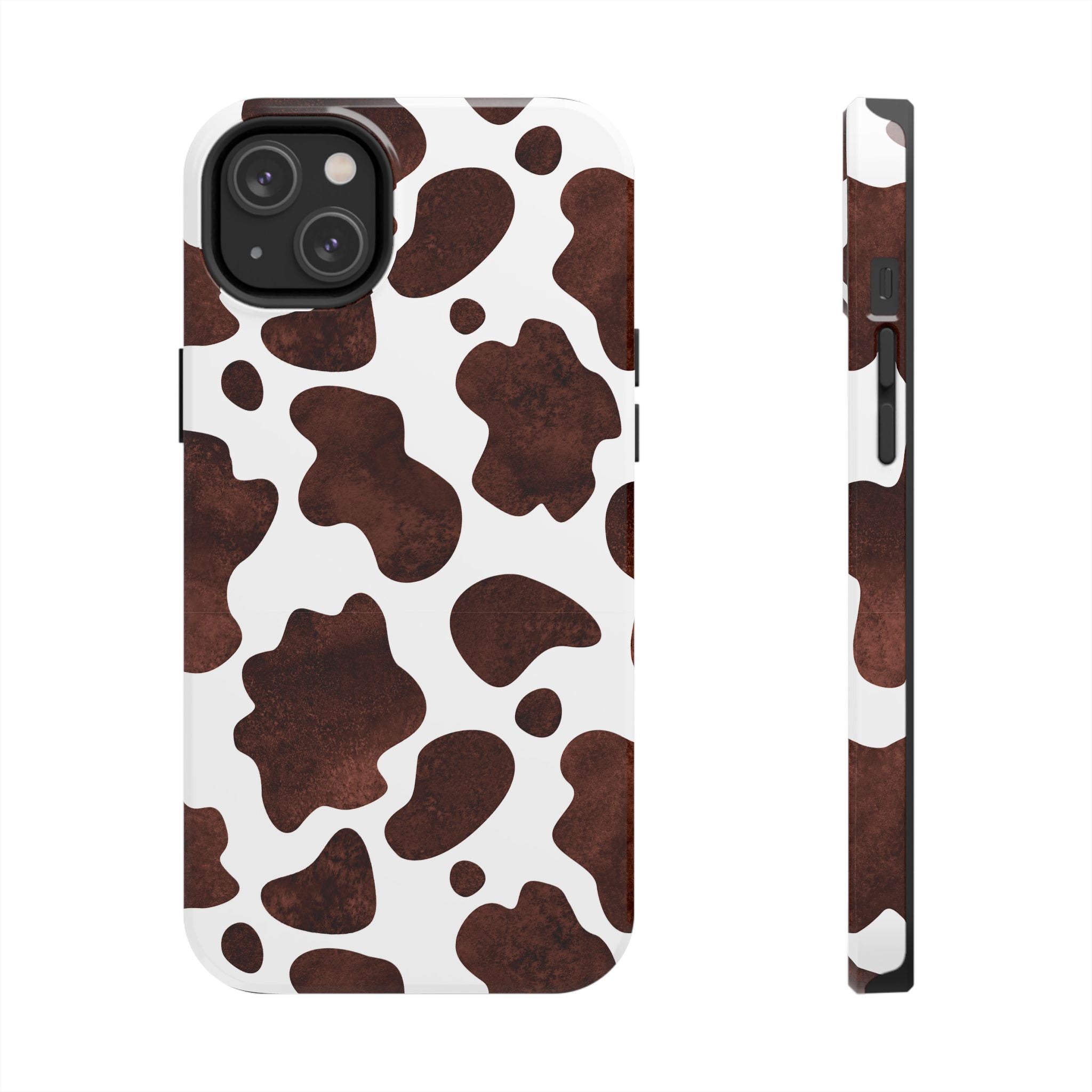 Brown Cow Print Tough Phone Case — Durable Animal Print Phone Cover
