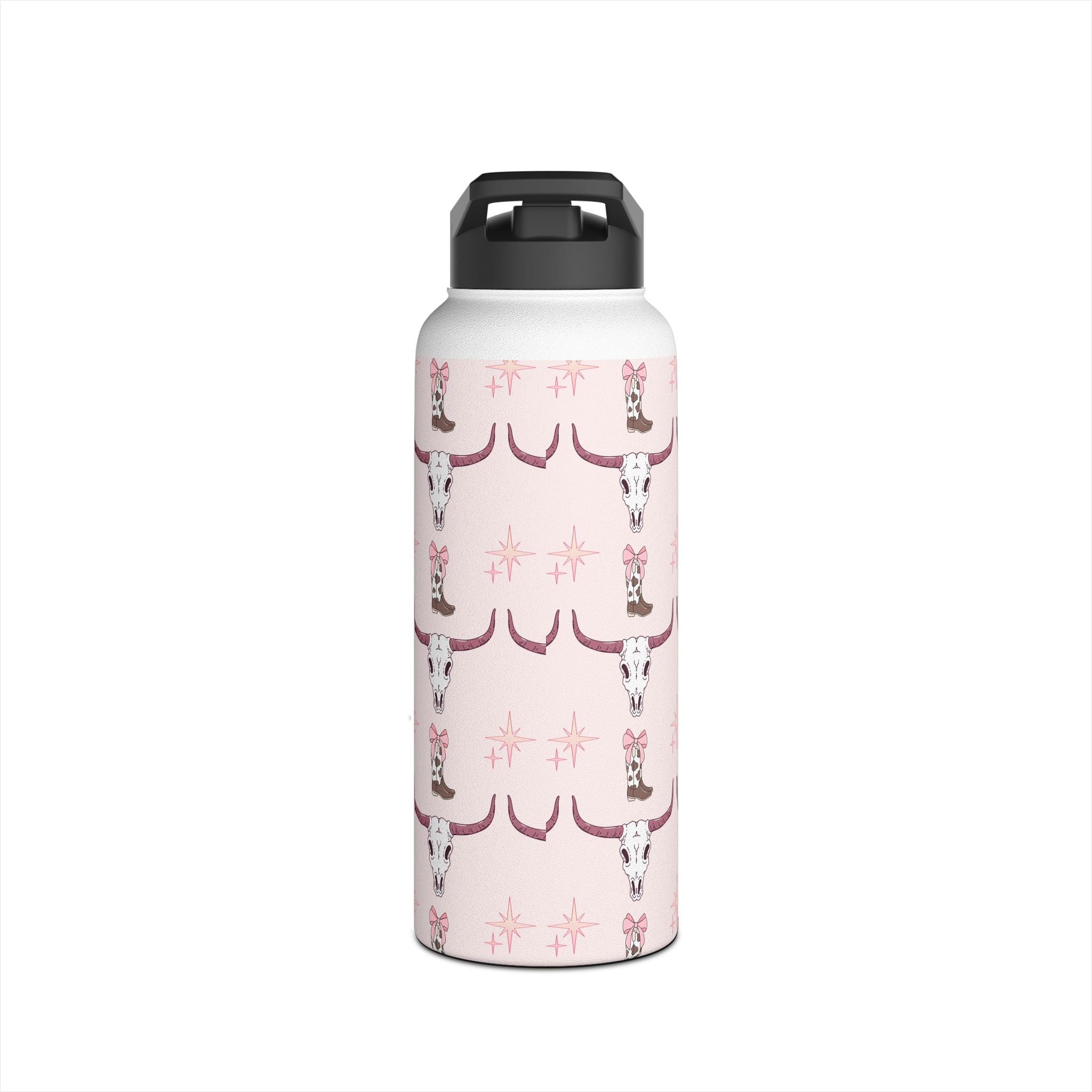 Pink Southwestern Skull Stainless Steel Water Bottle