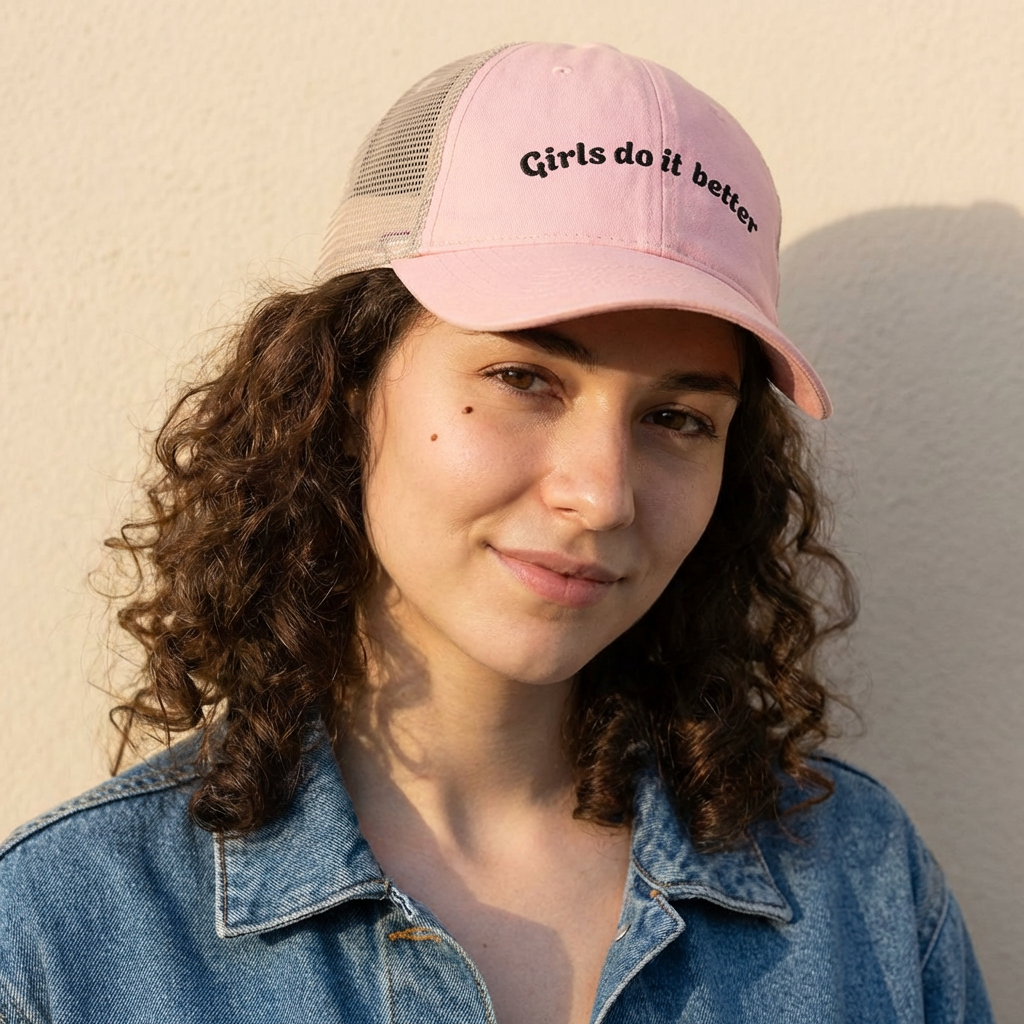 Black Embroidery "Women do it better" - Women's Washed Mesh-Back Cap