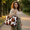 Cow Print Weekender Bag — Brown Cowhide Pattern Travel Tote