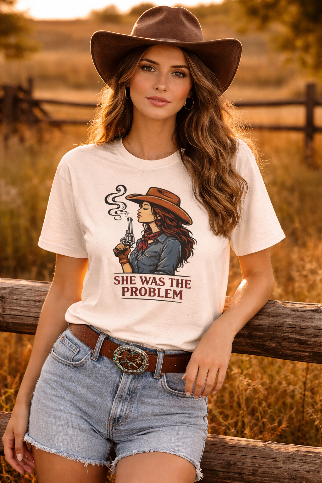 She Was The Problem Western Cowgirl T-Shirt