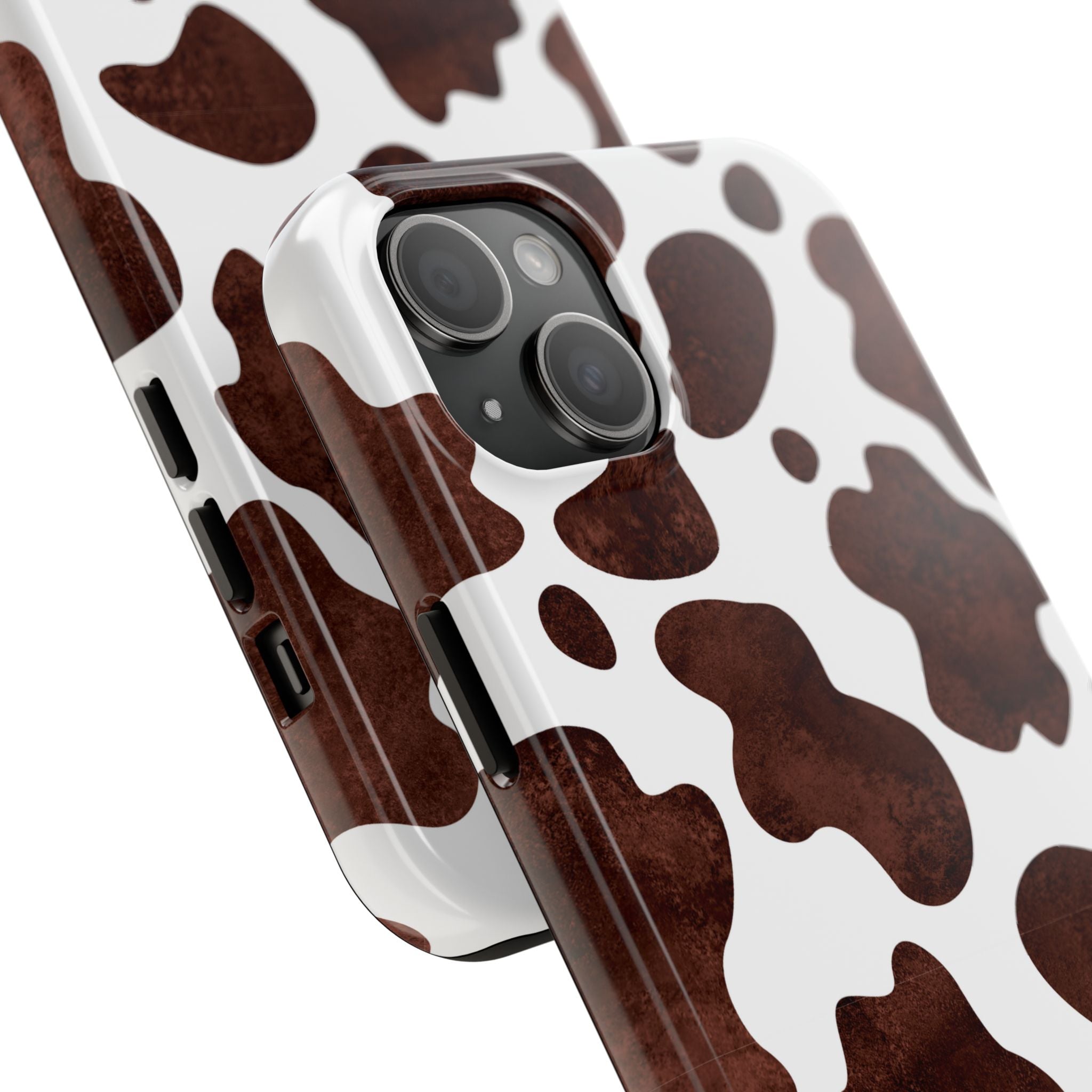 Brown Cow Print Tough Phone Case — Durable Animal Print Phone Cover